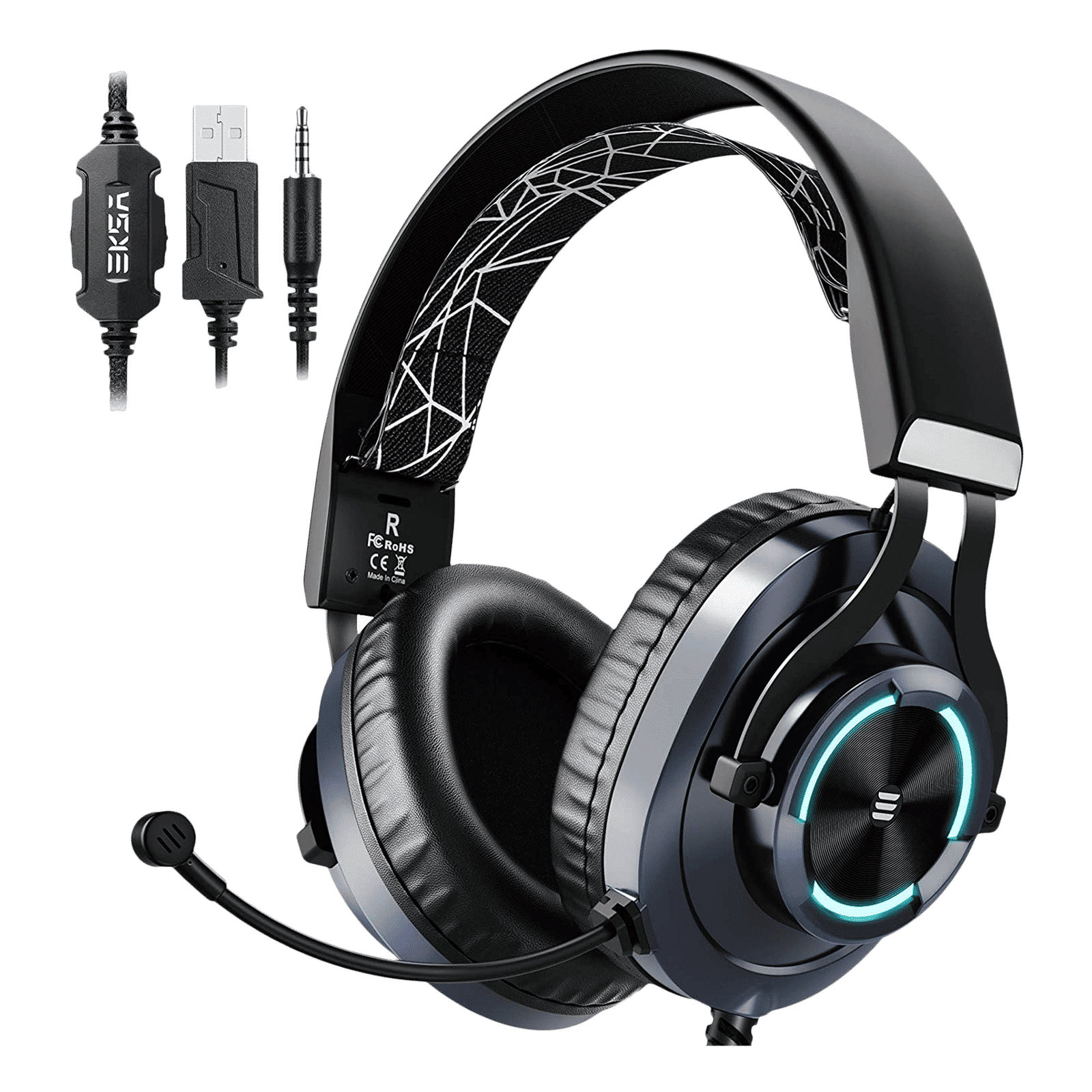 EKSA E3000 Wired Gaming Headset with Environmental Noise Cancellation (RGB light, Over Ear, Blue) EKSA E3000 Wired Gaming Headset with Environmental Noise Cancellation (RGB light, Over Ear, Blue)_1