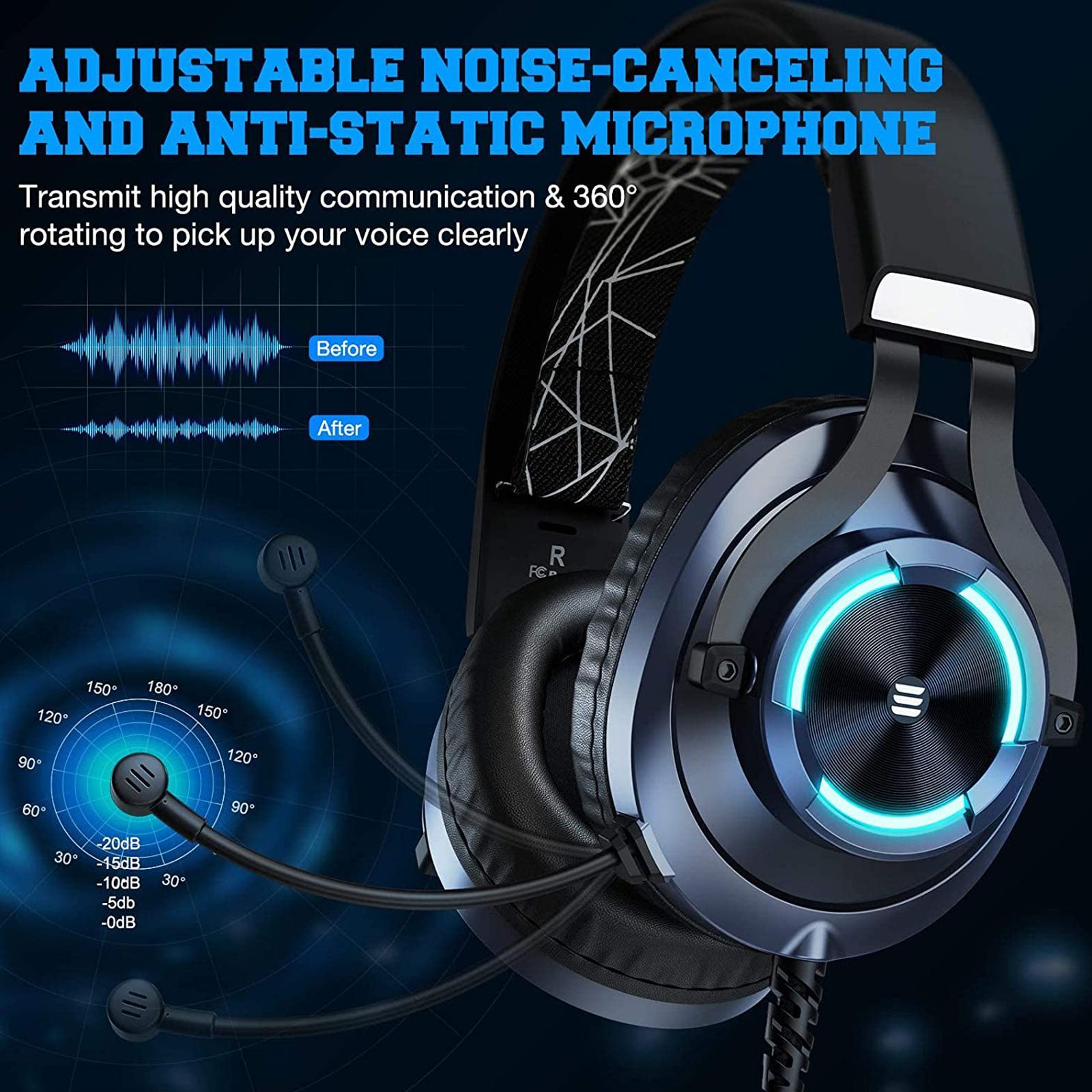 EKSA E3000 Wired Gaming Headset with Environmental Noise Cancellation (RGB light, Over Ear, Blue) EKSA E3000 Wired Gaming Headset with Environmental Noise Cancellation (RGB light, Over Ear, Blue)_10