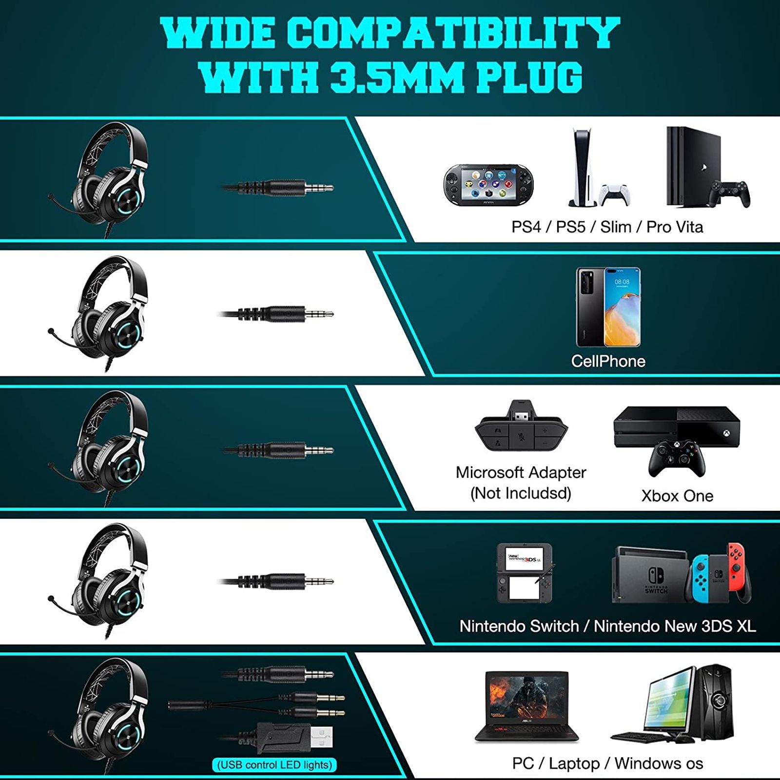 EKSA E3000 Wired Gaming Headset with Environmental Noise Cancellation (RGB light, Over Ear, Blue) EKSA E3000 Wired Gaming Headset with Environmental Noise Cancellation (RGB light, Over Ear, Blue)_11