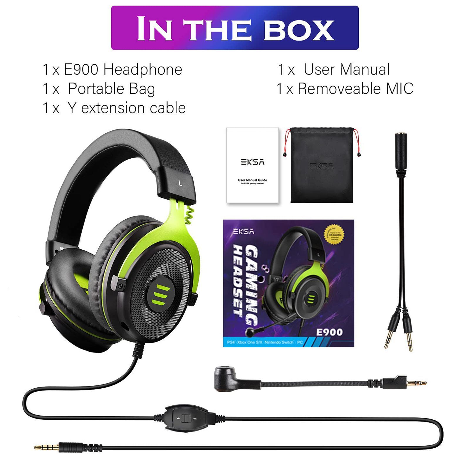 EKSA E900 Wired Gaming Headset (Stereo Bass Sound, Over Ear, Green) EKSA E900 Wired Gaming Headset (Stereo Bass Sound, Over Ear, Green)_5