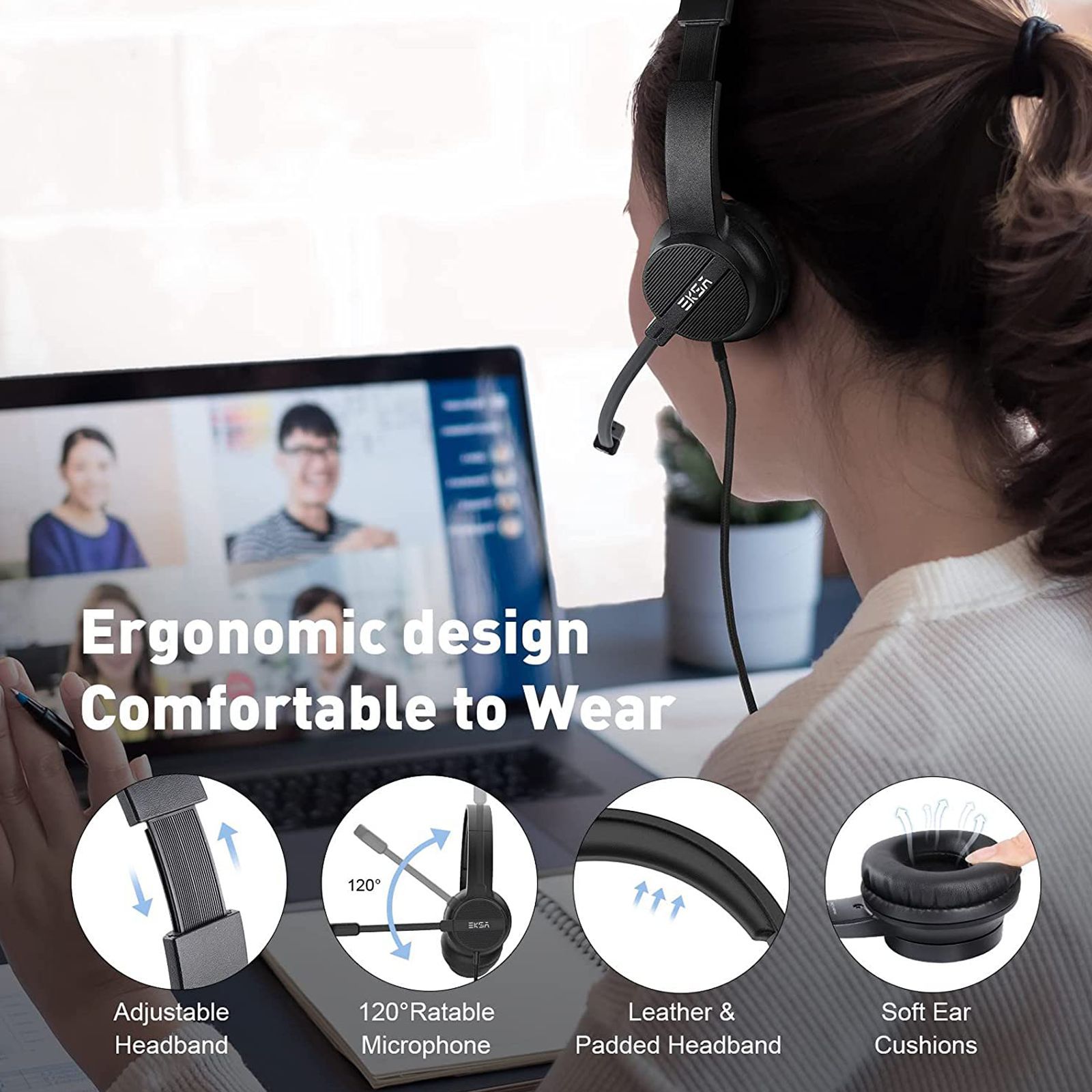 EKSA H12 Wired Gaming Headset (Stereo Sound, Over Ear, Black)_7