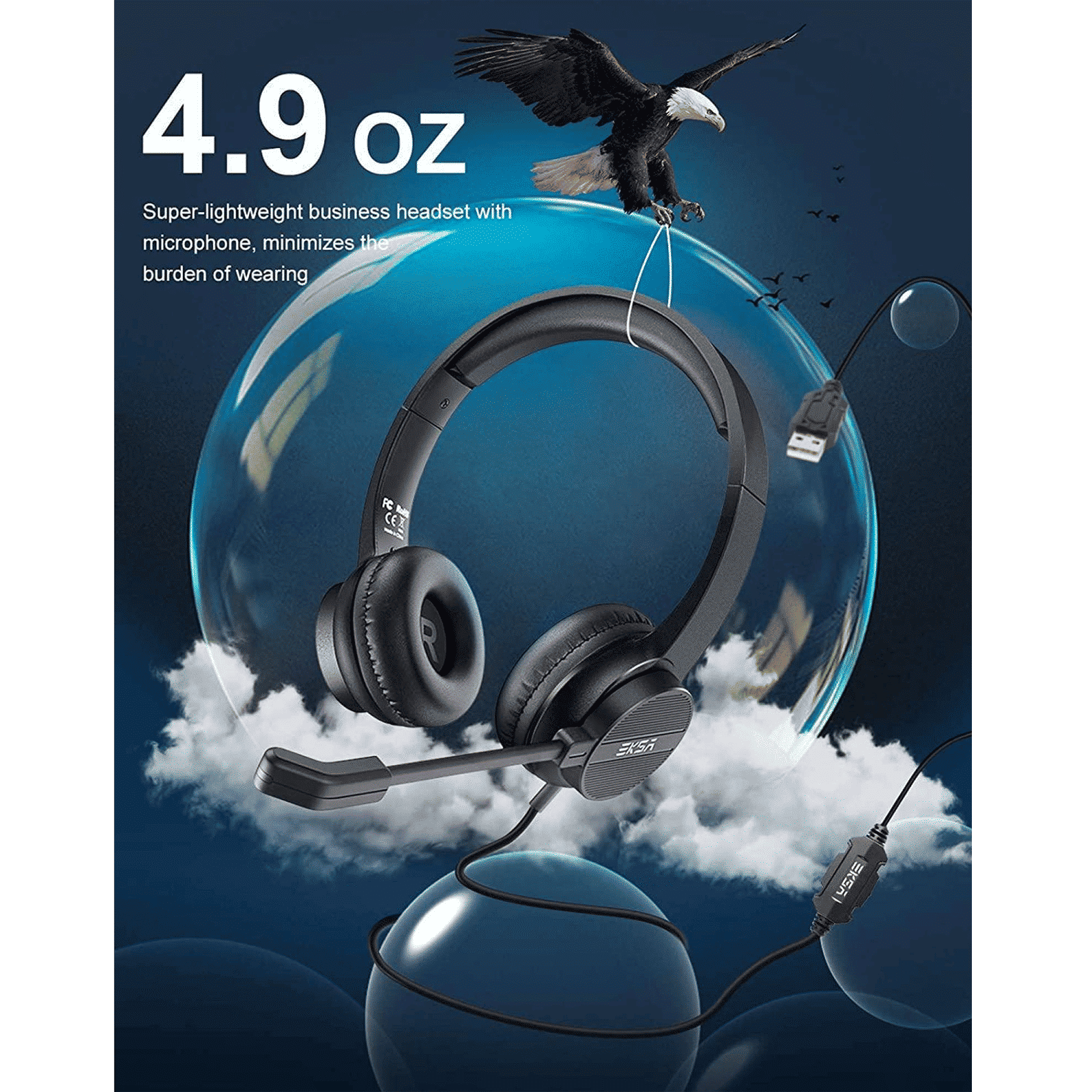 EKSA H12 Wired Gaming Headset (Stereo Sound, Over Ear, Black)_3