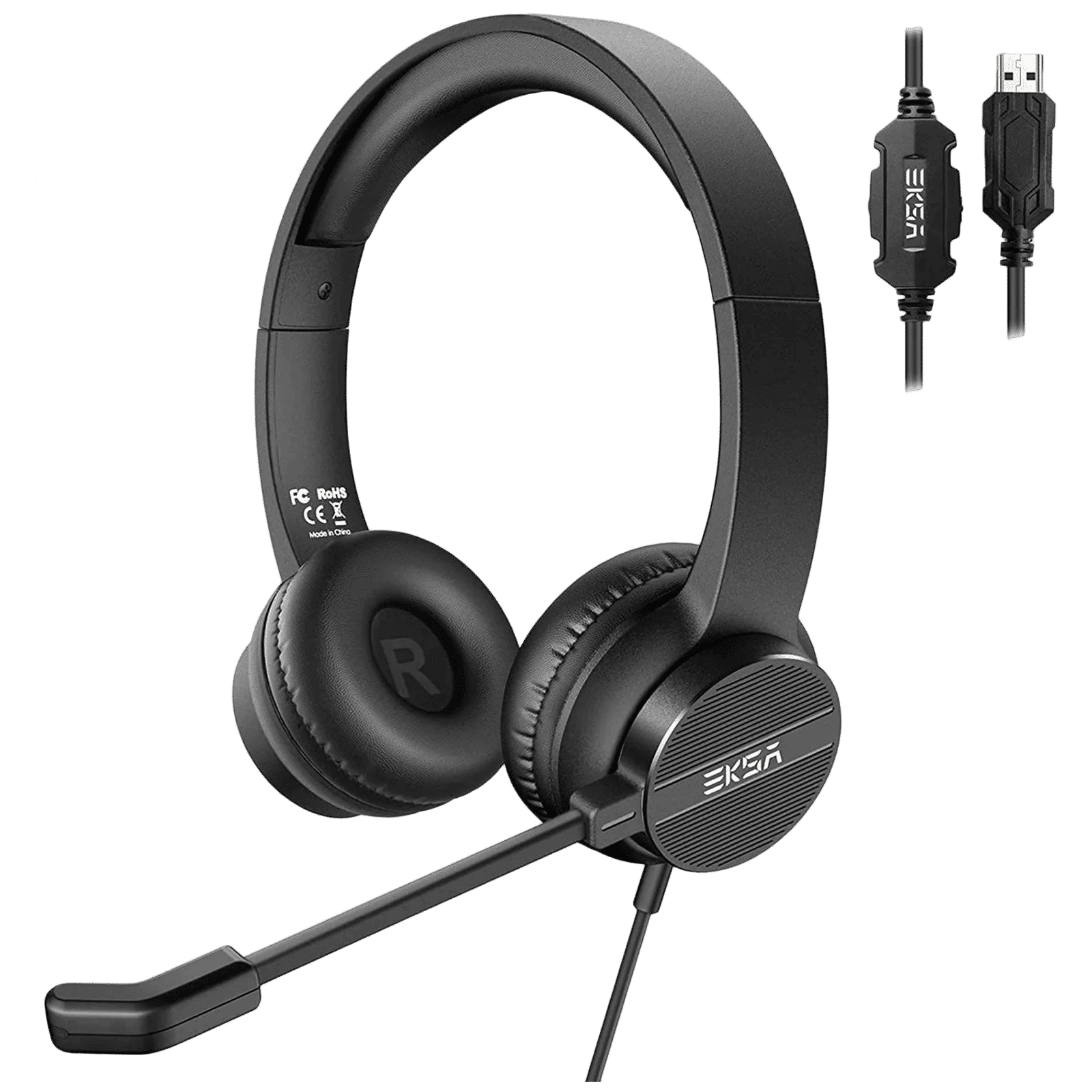 EKSA H12E Wired Headset with Mic (Over Ear, Black)_1
