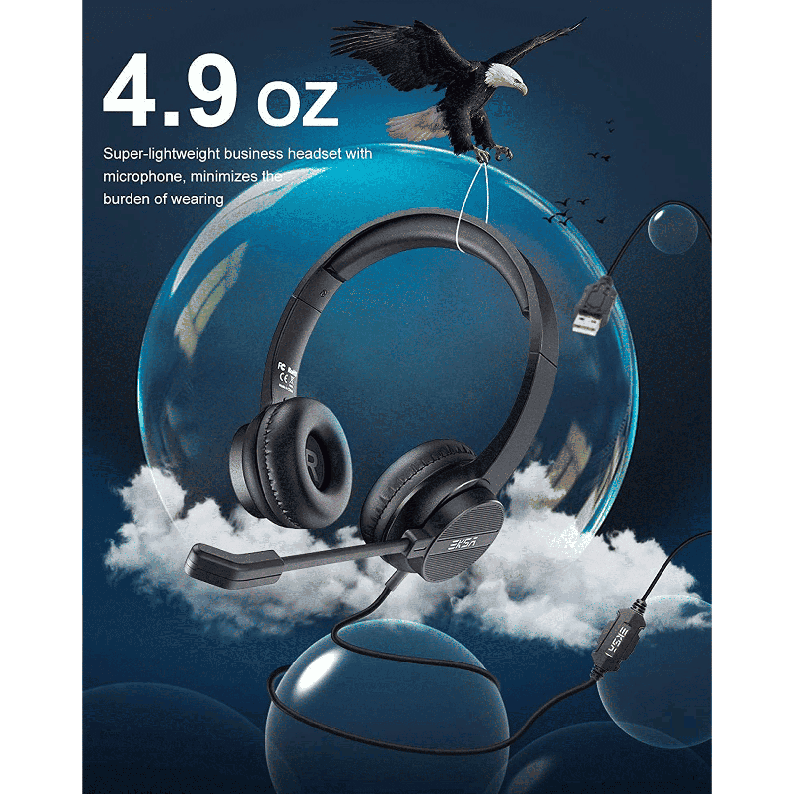 EKSA H12E Wired Headset with Mic (Over Ear, Black)_6