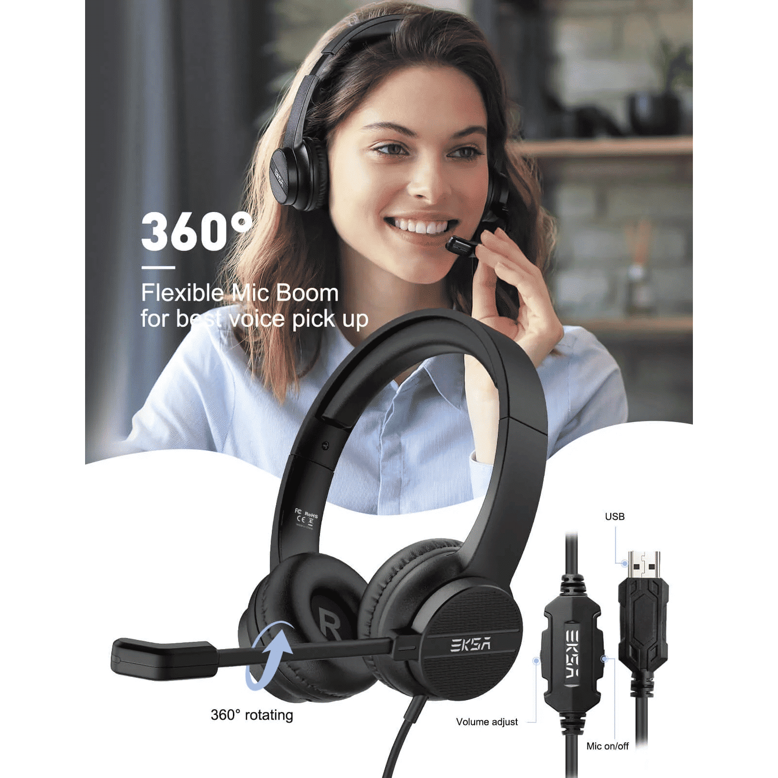 EKSA H12E Wired Headset with Mic (Over Ear, Black)_8