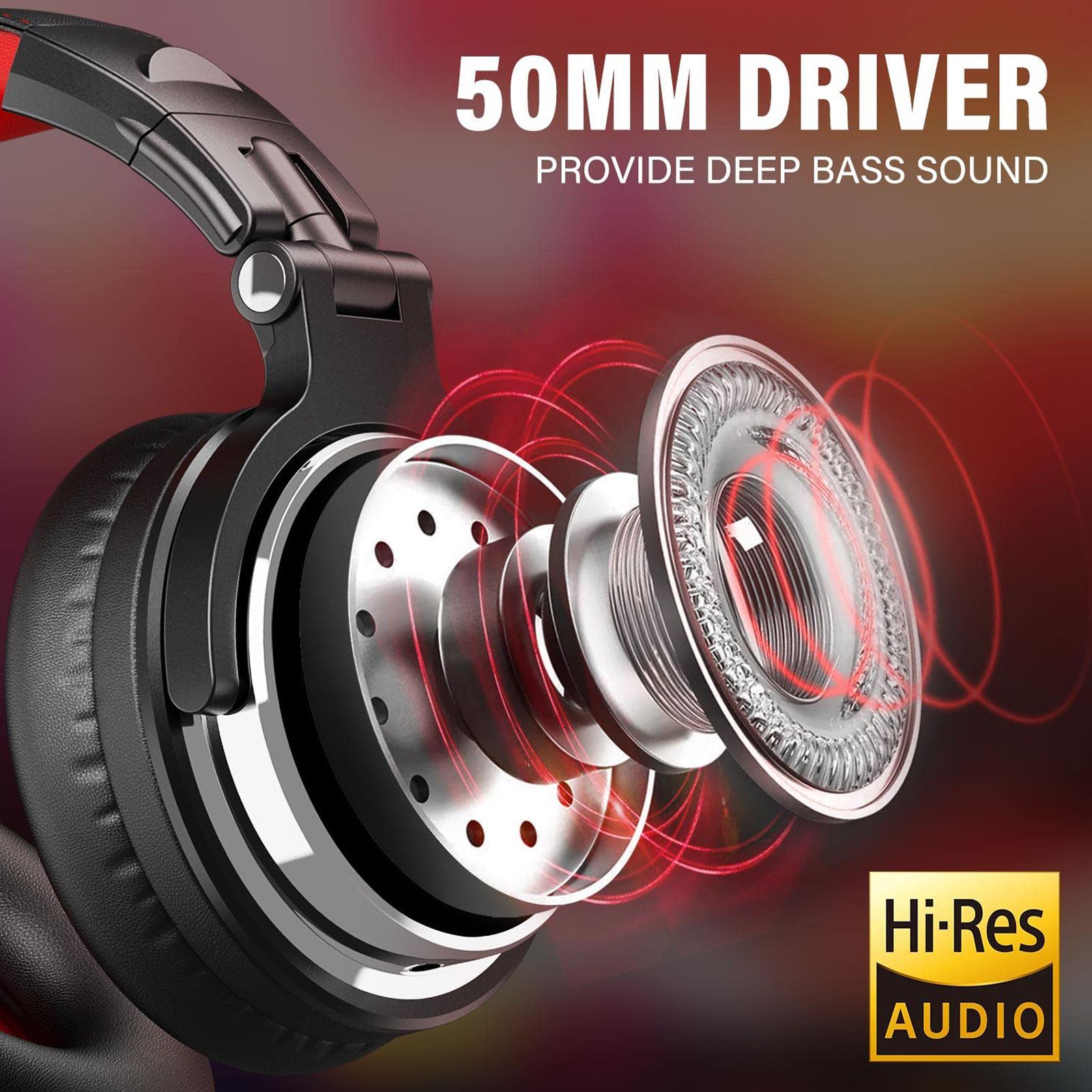 OneOdio Pro 10 PRO10WDBR Wired Headphone with Mic (On Ear, Black & Red)_5