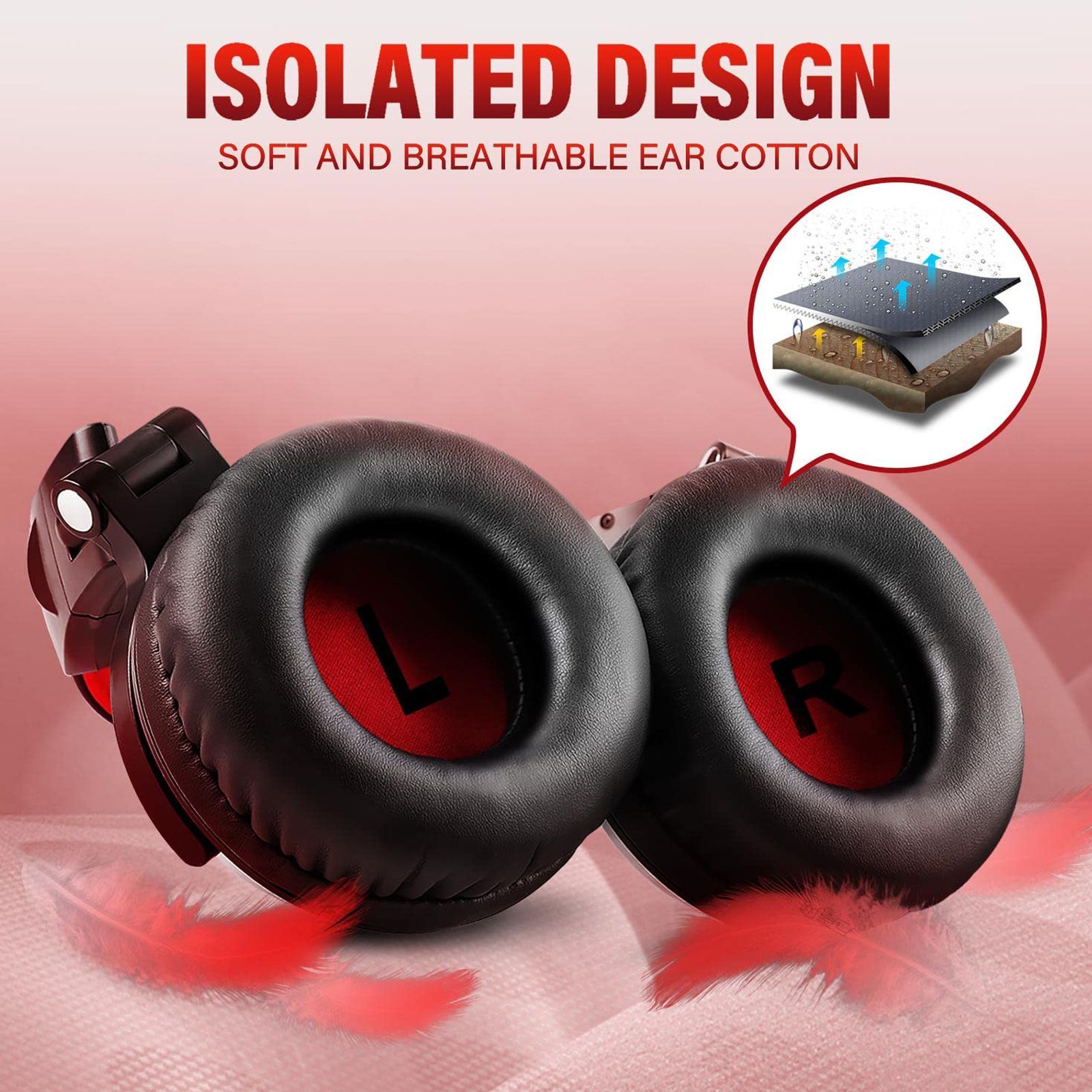 OneOdio Pro 10 PRO10WDBR Wired Headphone with Mic (On Ear, Black & Red)_6