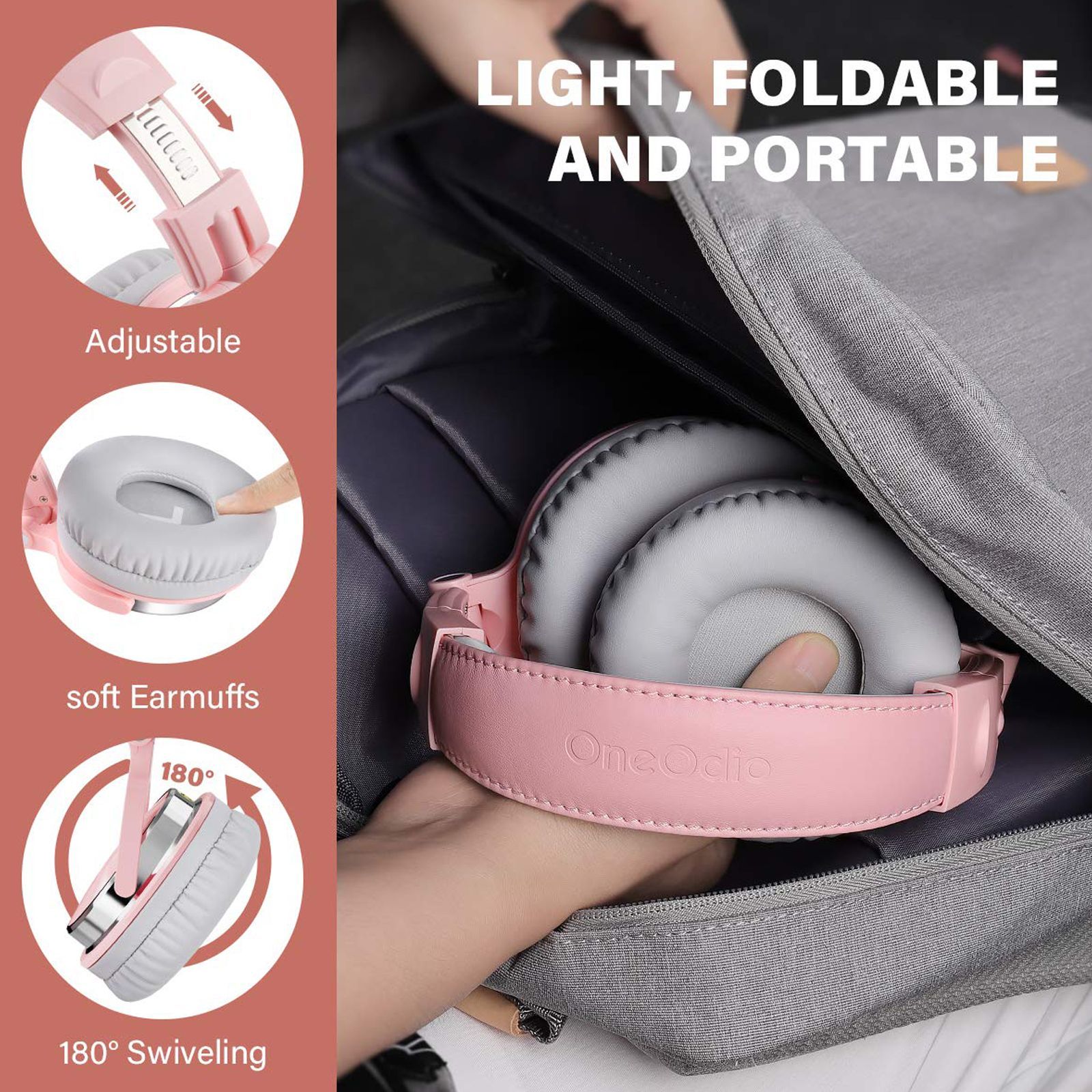 OneOdio Pro 10 PRO10WDPK Wired Headphone with Mic (On Ear, Pink) OneOdio Pro 10 PRO10WDPK Wired Headphone with Mic (On Ear, Pink)_6