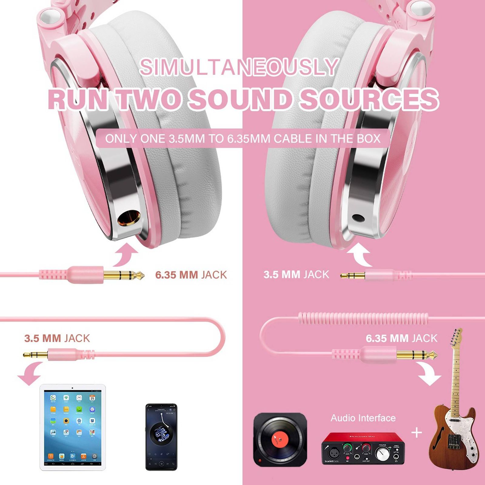 OneOdio Pro 10 PRO10WDPK Wired Headphone with Mic (On Ear, Pink) OneOdio Pro 10 PRO10WDPK Wired Headphone with Mic (On Ear, Pink)_3