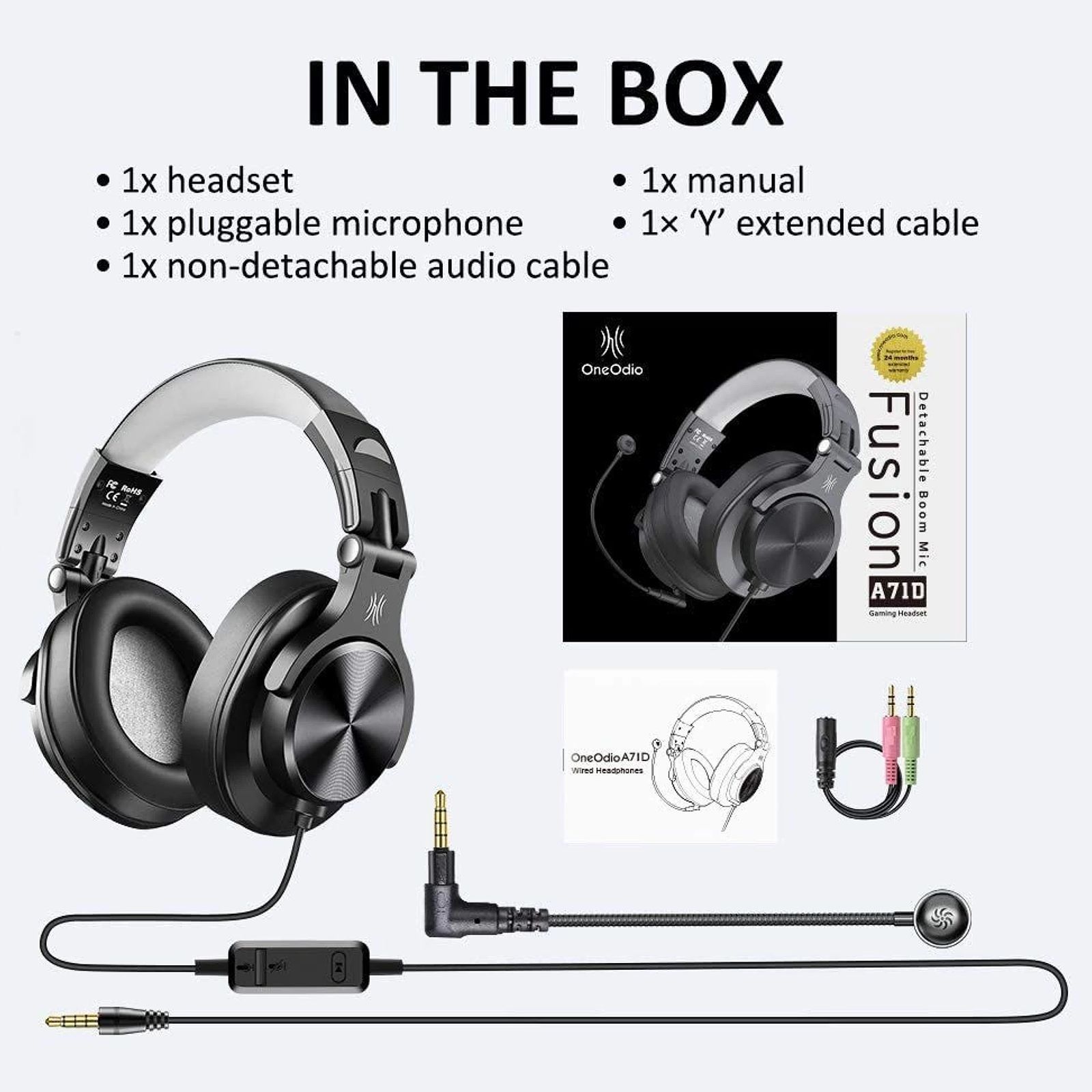 OneOdio A71D A71DWDGMB Wired Gaming Headset (Stereo Sound, On Ear, Black)_5