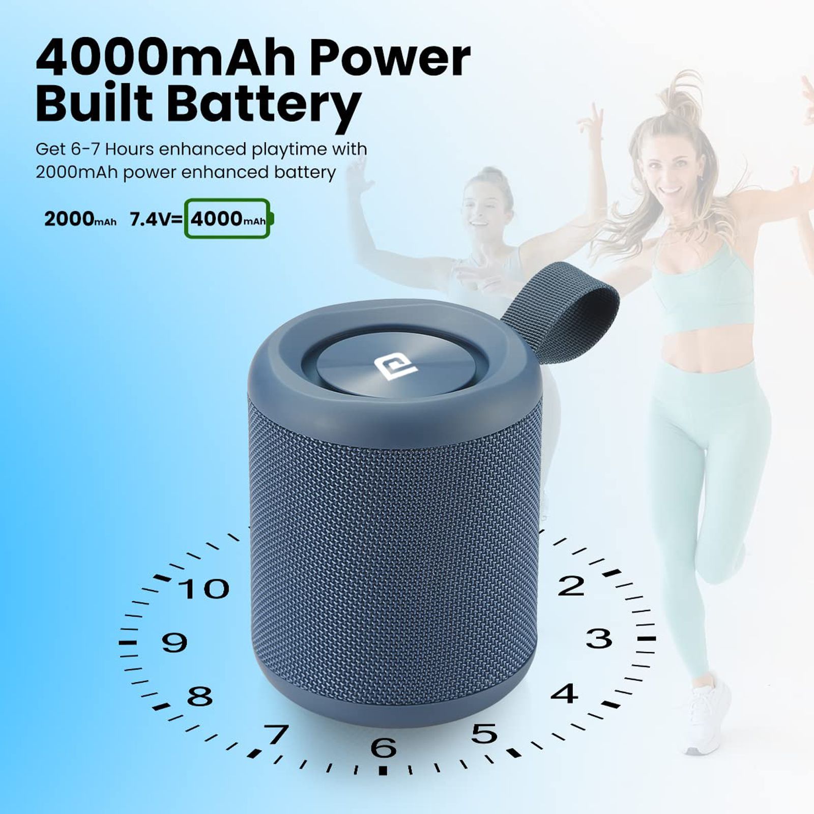 PORTRONICS SoundDrum P 20 Watts Portable Bluetooth Speaker (Multimedia Connectivity, POR-1579, Blue)_6