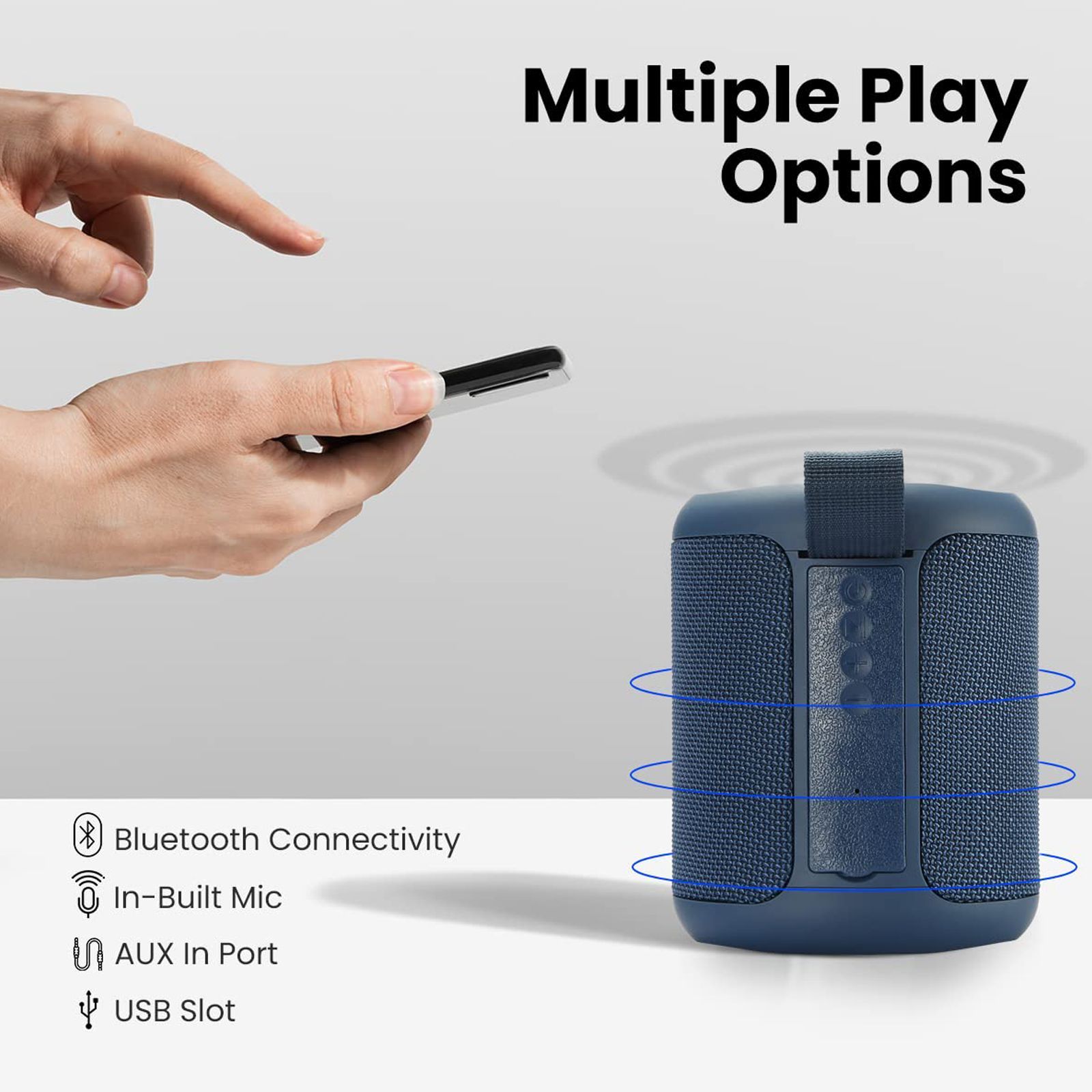 PORTRONICS SoundDrum P 20 Watts Portable Bluetooth Speaker (Multimedia Connectivity, POR-1579, Blue)_8