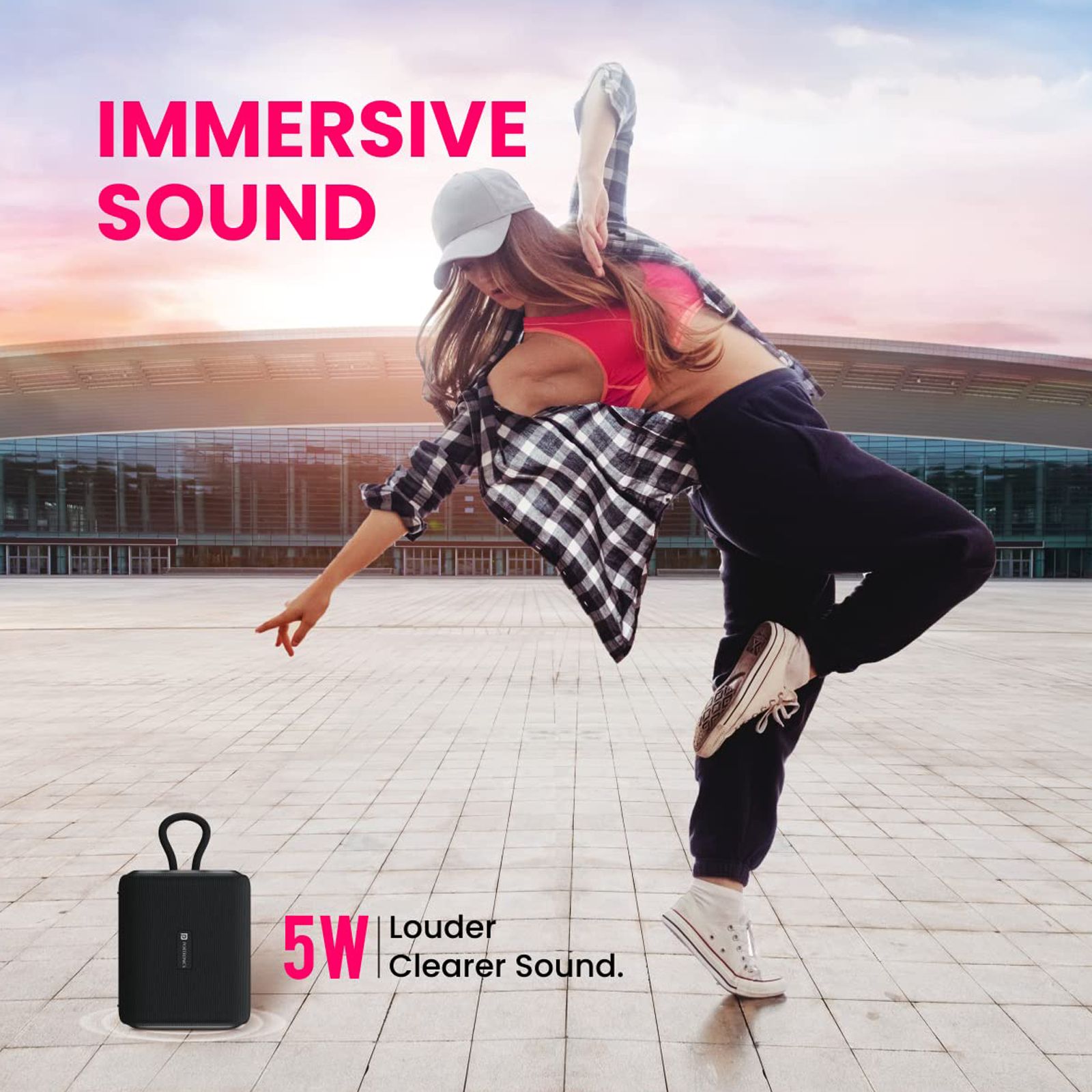 PORTRONICS Buzz 5W Portable Bluetooth Speaker (Water Resistant, Immersive Sound, Mono Channel, Black) PORTRONICS Buzz 5W Portable Bluetooth Speaker (Water Resistant, Immersive Sound, Mono Channel, Black)_6