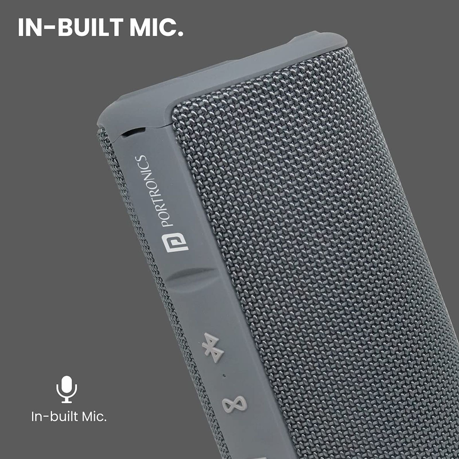 PORTRONICS Breeze Plus 20W Portable Bluetooth Speaker (IPX6 Water Resistant, Surround Sound, Stereo Channel, Grey)_3