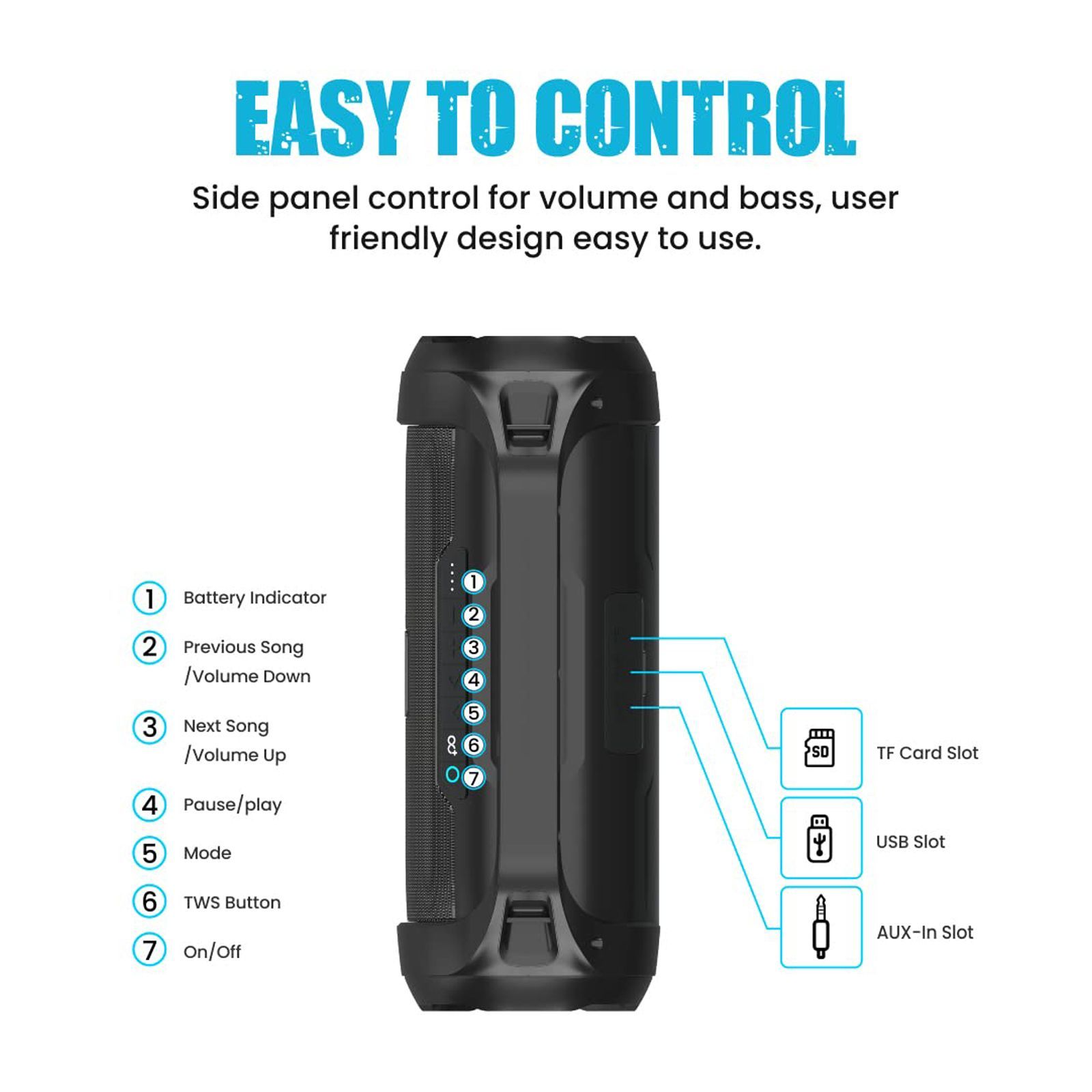 PORTRONICS Dash 11 40W Bluetooth Party Speaker (Multi Colour LED Light, Stereo Channel, Black)_14