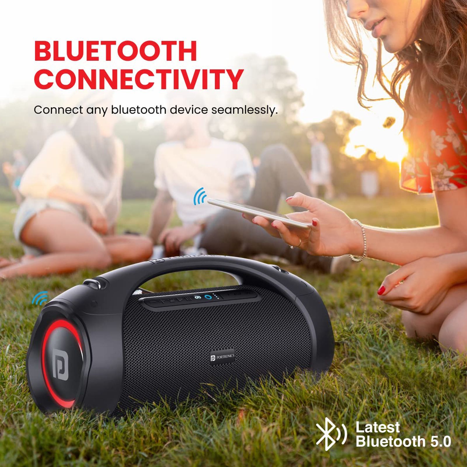 PORTRONICS Dash 12 60 Watts Portable Bluetooth Speaker (Dual Bass Radiators, POR-1583, Black)_7