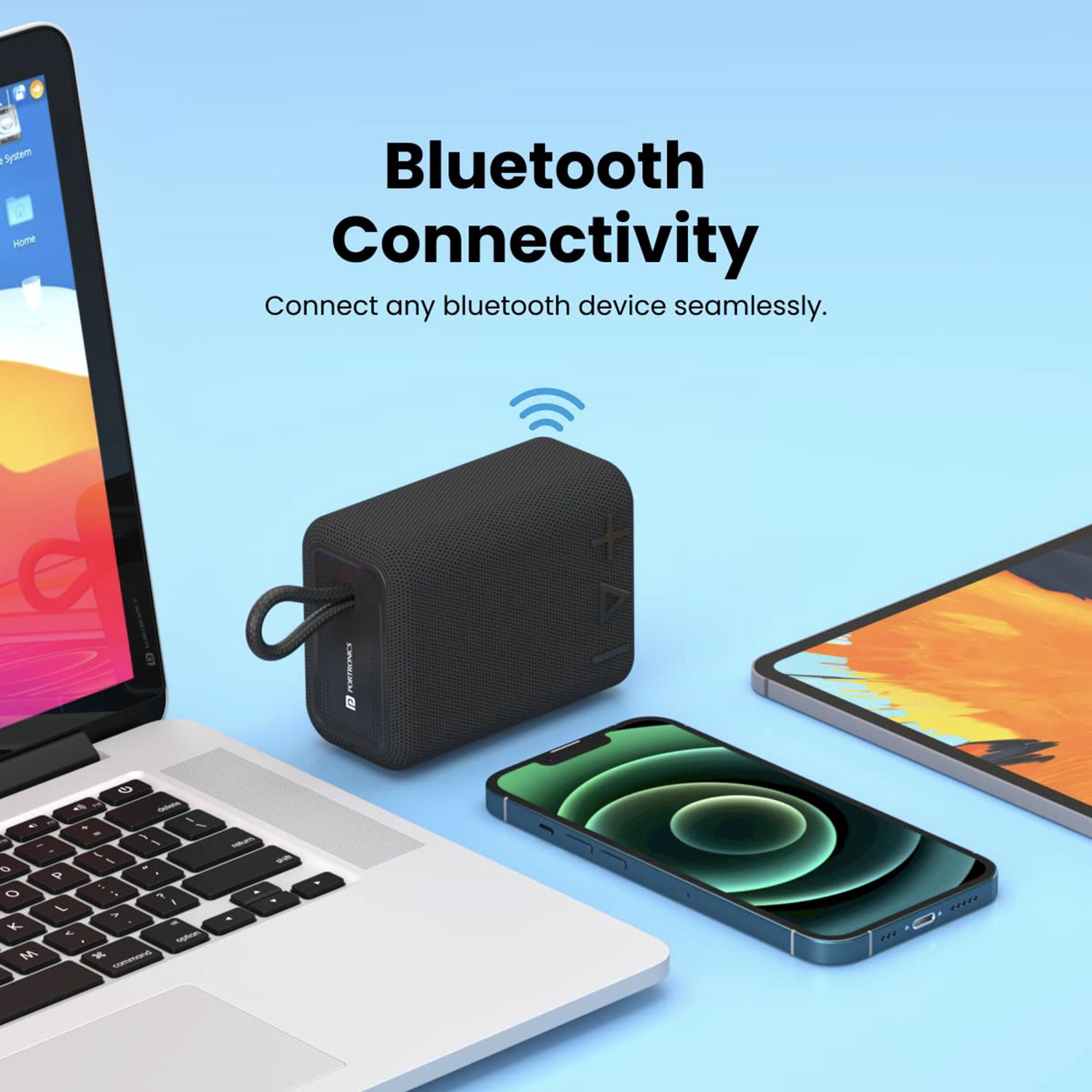 PORTRONICS Breeze 4 5W Portable Bluetooth Speaker (IPX6 Water Resistant, Impactful Audio Output, Mono Channel, Black)_4