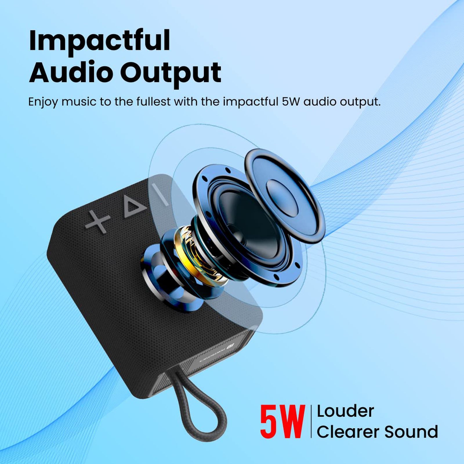 PORTRONICS Breeze 4 5W Portable Bluetooth Speaker (IPX6 Water Resistant, Impactful Audio Output, Mono Channel, Black)_7