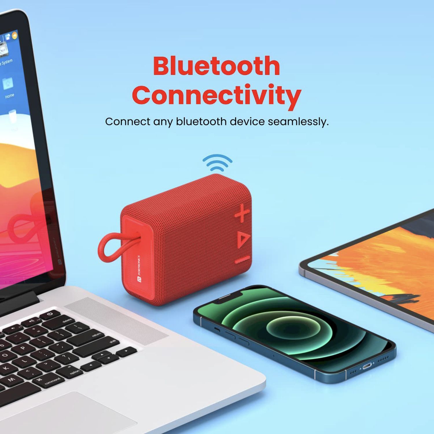 PORTRONICS Breeze 4 5W Portable Bluetooth Speaker (IPX6 Water Resistant, Impactful Audio Output, Mono Channel, Red) PORTRONICS Breeze 4 5W Portable Bluetooth Speaker (IPX6 Water Resistant, Impactful Audio Output, Mono Channel, Red)_3