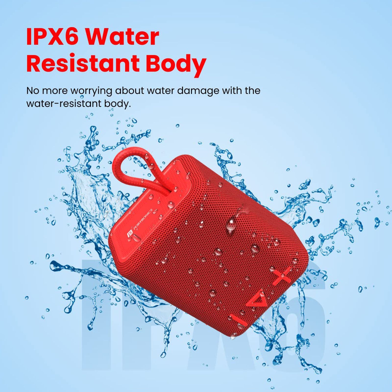 PORTRONICS Breeze 4 5W Portable Bluetooth Speaker (IPX6 Water Resistant, Impactful Audio Output, Mono Channel, Red) PORTRONICS Breeze 4 5W Portable Bluetooth Speaker (IPX6 Water Resistant, Impactful Audio Output, Mono Channel, Red)_7