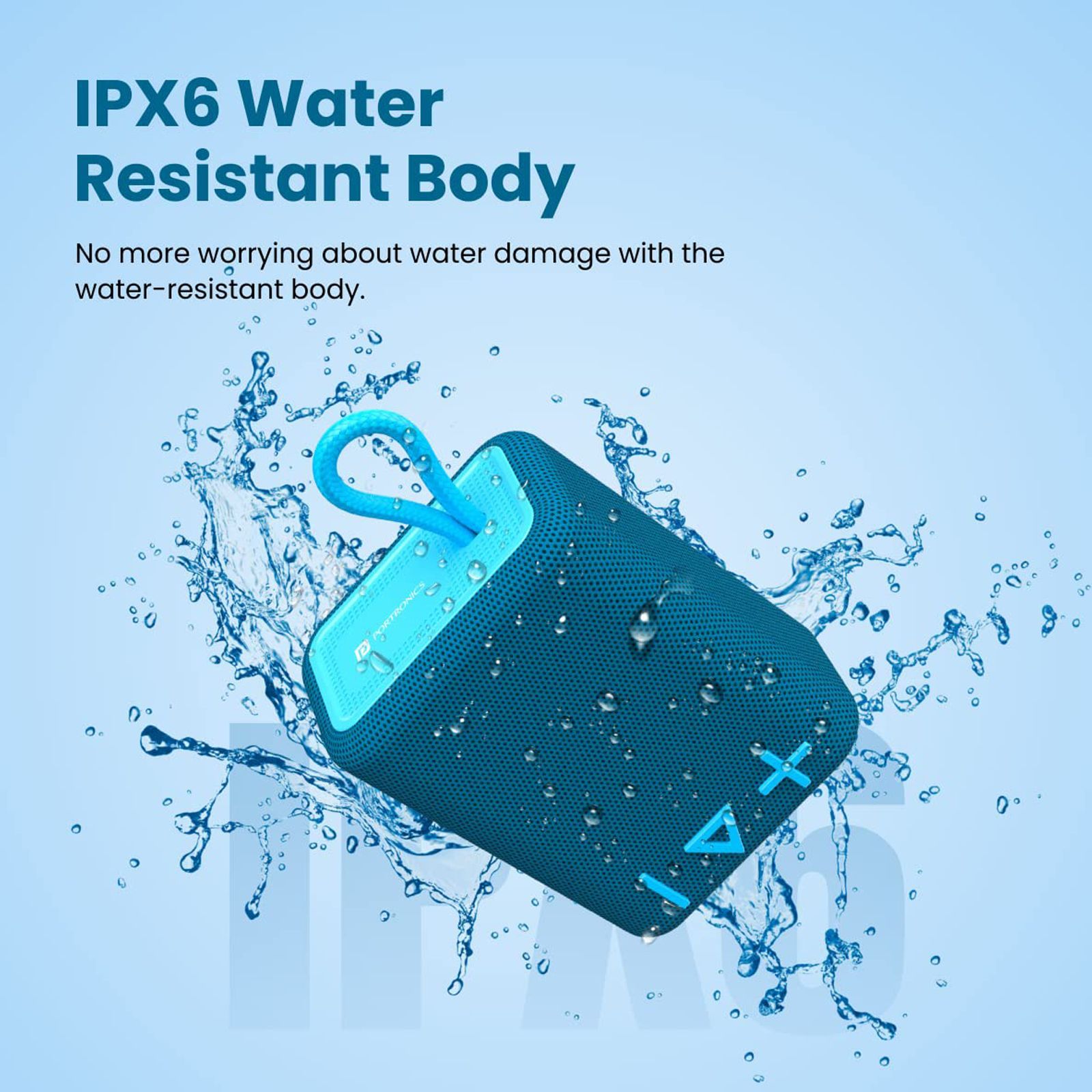 PORTRONICS Breeze 4 5 Watts Portable Bluetooth Speaker (IPX6 Water Resistant, POR-1587, Blue)_4