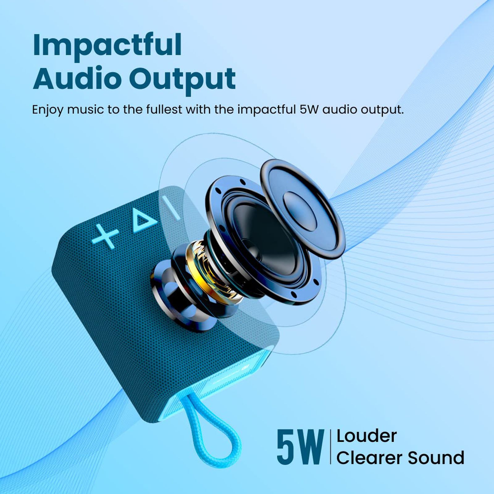 PORTRONICS Breeze 4 5 Watts Portable Bluetooth Speaker (IPX6 Water Resistant, POR-1587, Blue)_5