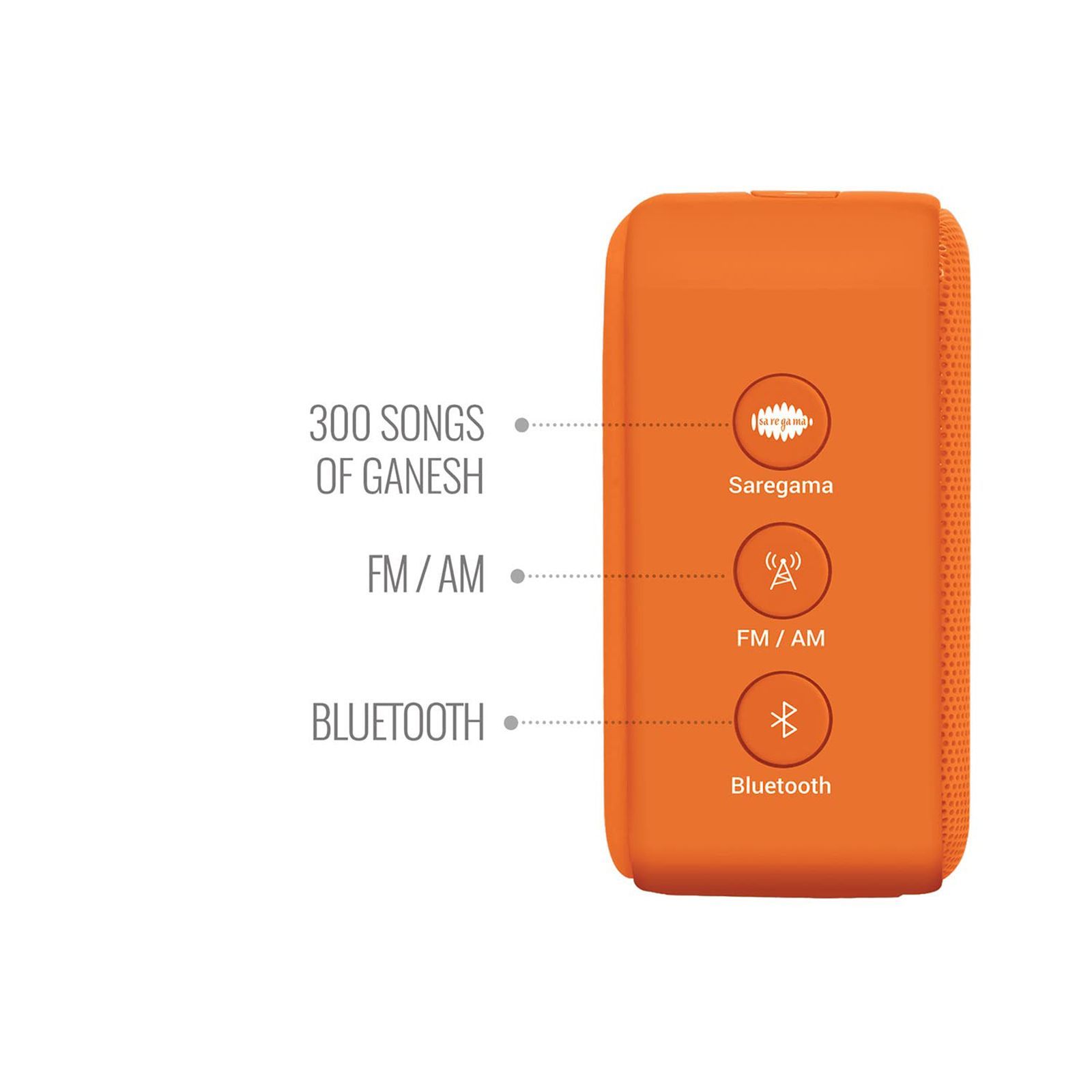 SAREGAMA Carvaan Mini Ganesh Portable Bluetooth Speaker (300 Ganesh Mantra, Devotional Orange)_9