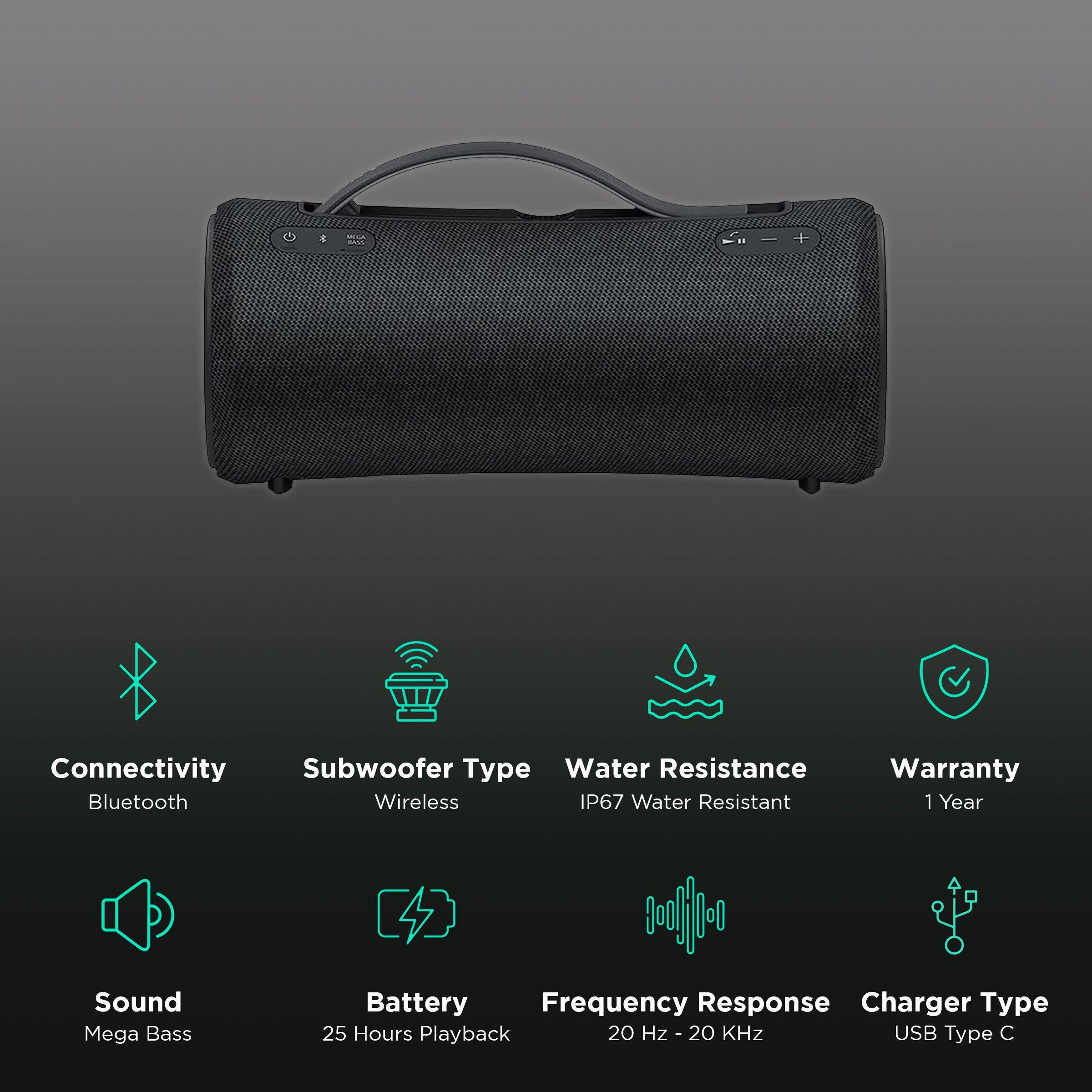 SONY SRS-XG300 Portable Bluetooth Speaker (IP67 Water Resistant, Black)_2