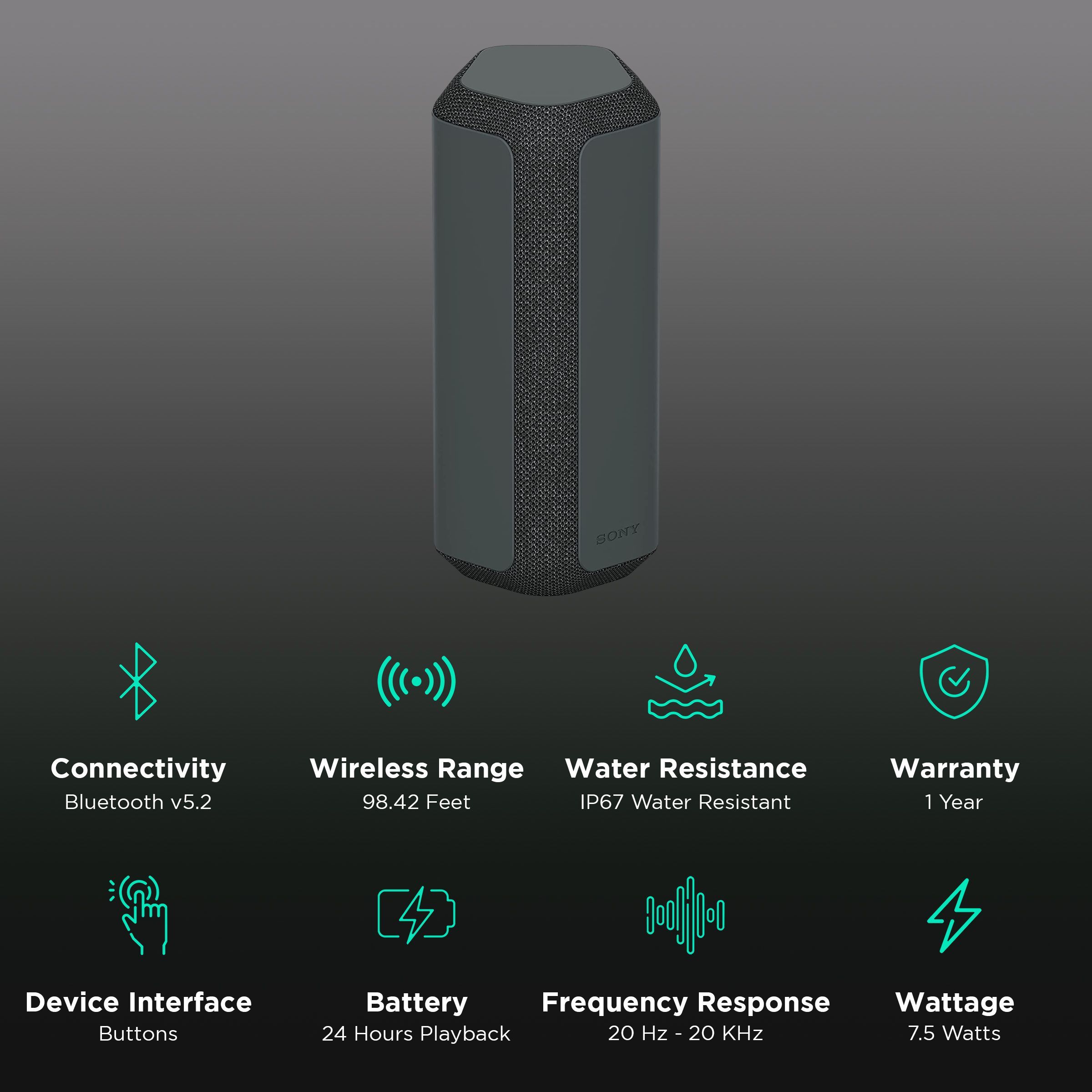 SONY X-Series 7.5W Portable Bluetooth Speaker (IP67 Water Resistant, Gesture Control, 2.0 Channel, Black) SONY X-Series 7.5W Portable Bluetooth Speaker (IP67 Water Resistant, Gesture Control, 2.0 Channel, Black)_2