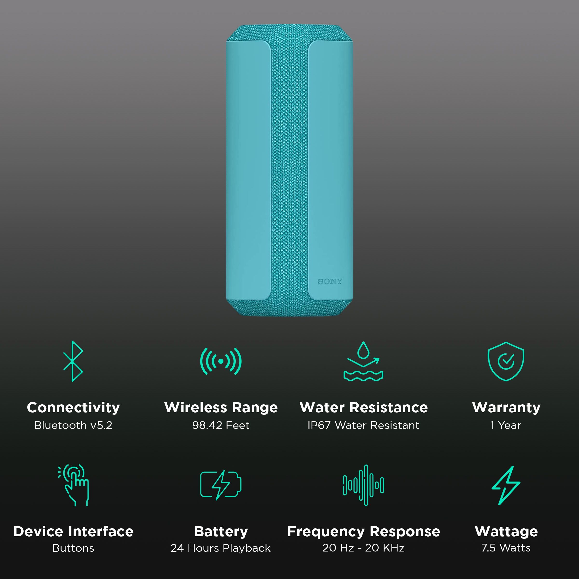 SONY X-Series 7.5W Portable Bluetooth Speaker (IP67 Water Resistant, Gesture Control, 2.0 Channel, Blue)_2