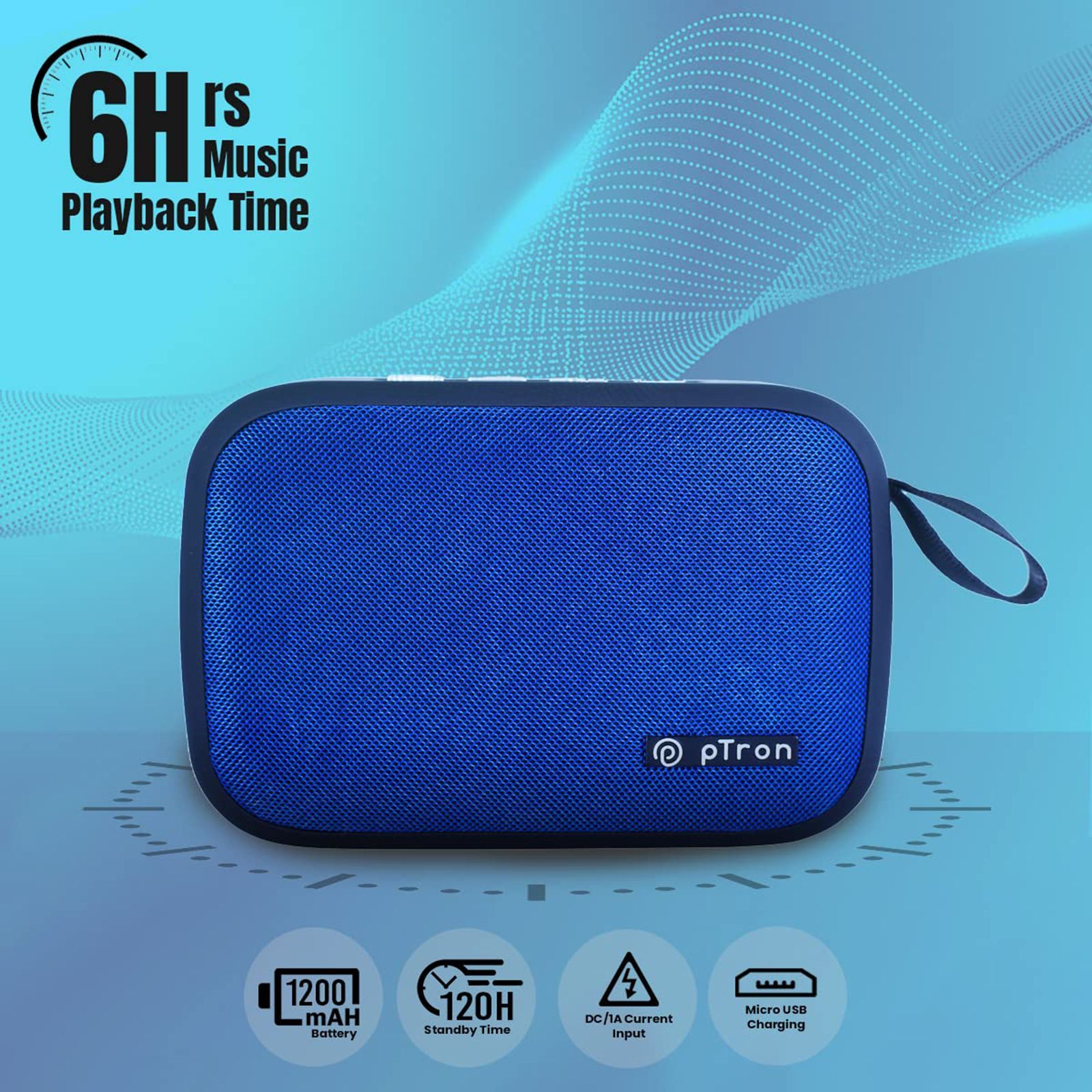 pTron Sonor Evo 5 Watt Portable Bluetooth Speaker (Integrated Music, Call Control, Blue)_9