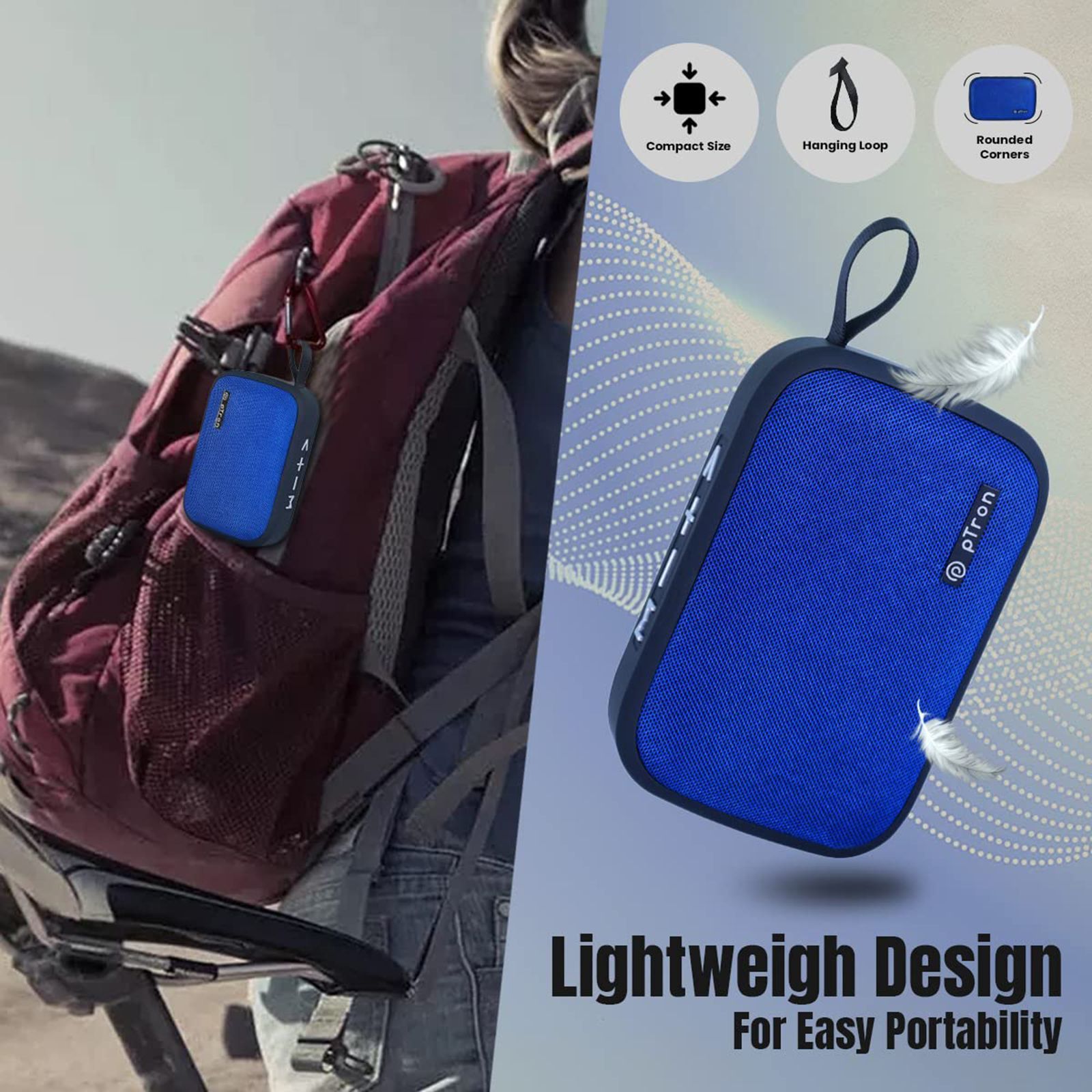 pTron Sonor Evo 5 Watt Portable Bluetooth Speaker (Integrated Music, Call Control, Blue)_10