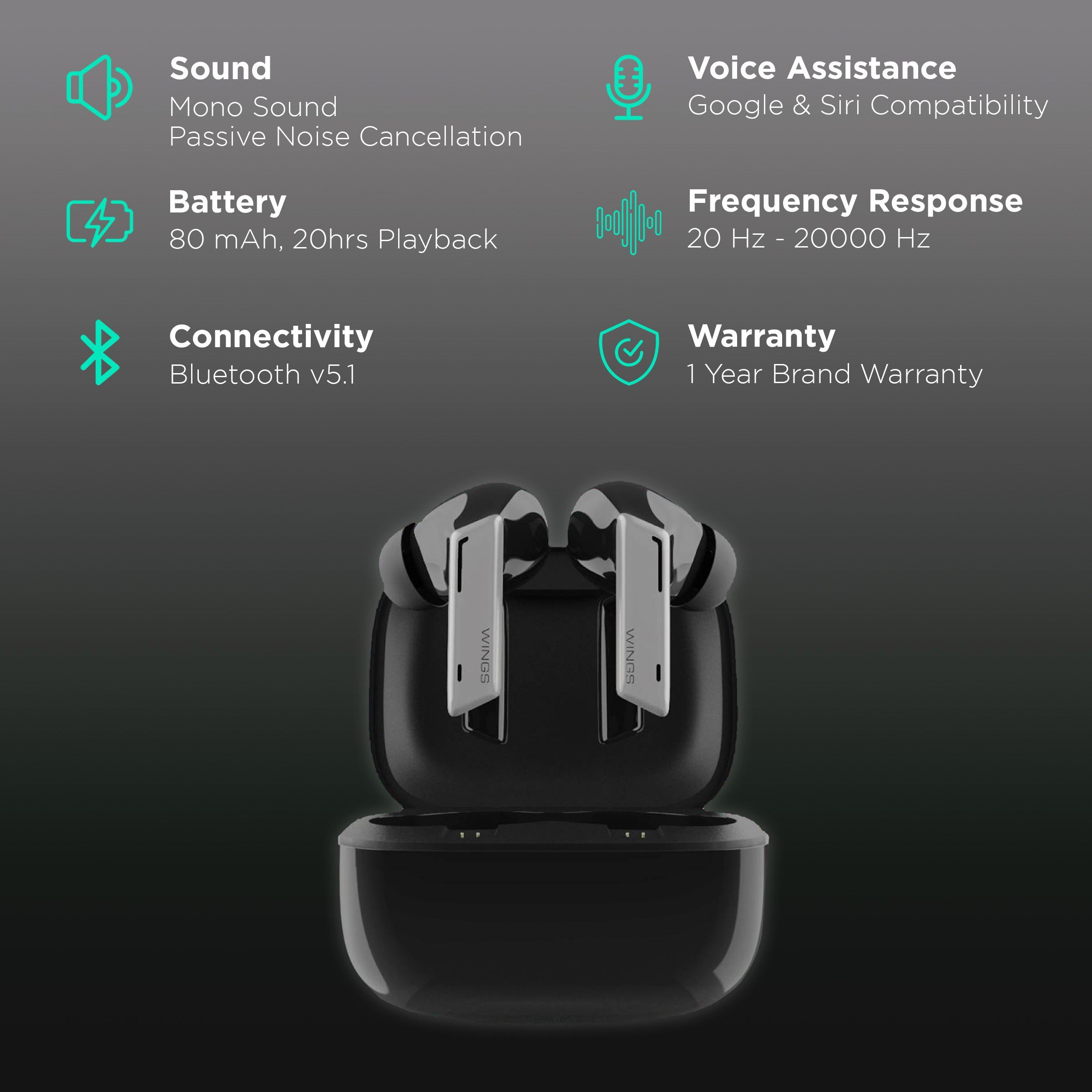 WINGS Beatpods TWS Earbuds with Active Noise Cancellation (Upto 20 Hours Playback, Black) WINGS Beatpods TWS Earbuds with Active Noise Cancellation (Upto 20 Hours Playback, Black)_2