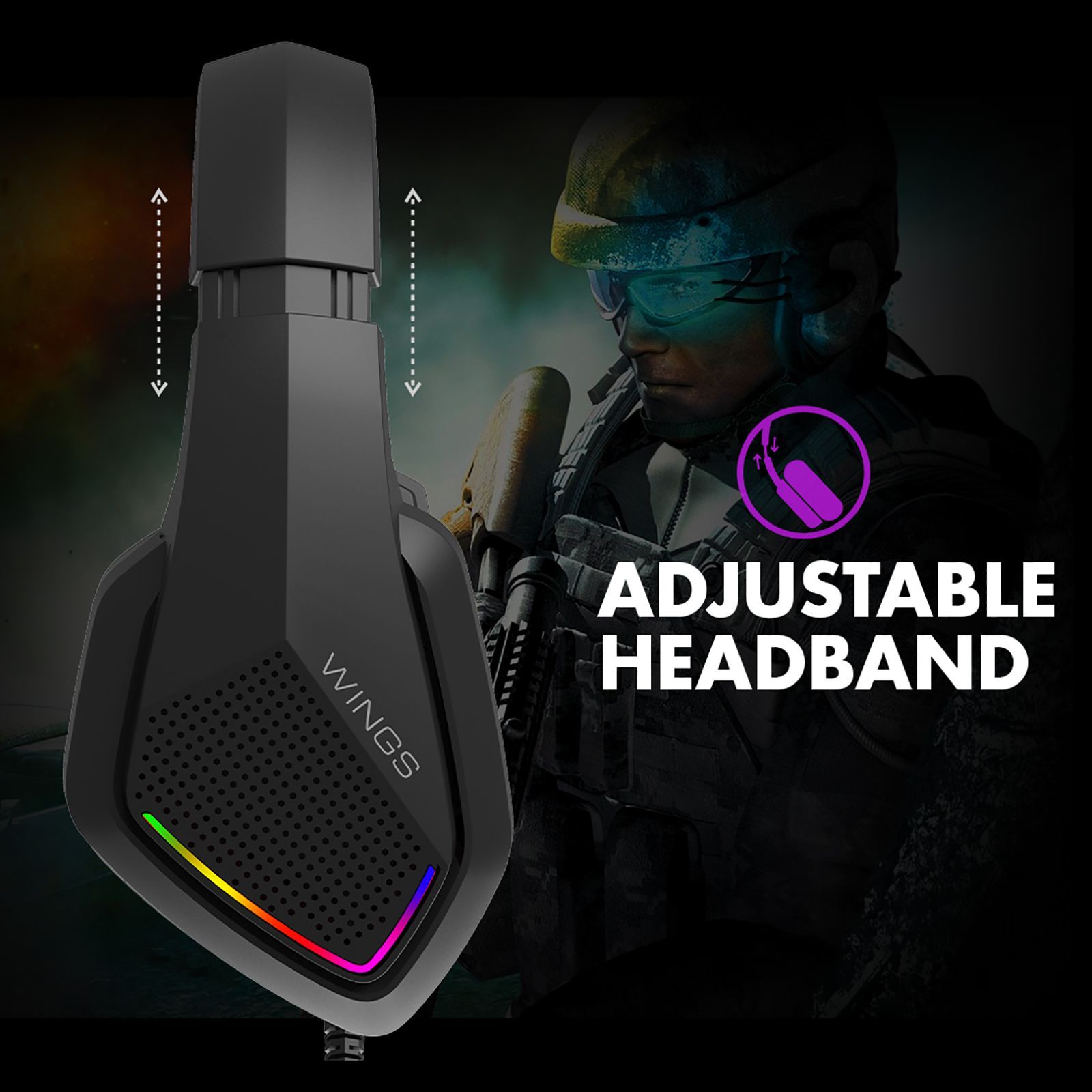 WINGS Vader 200 Wired Gaming Headset with Noise Isolation (3D Surround Sound, On Ear, Black)_8