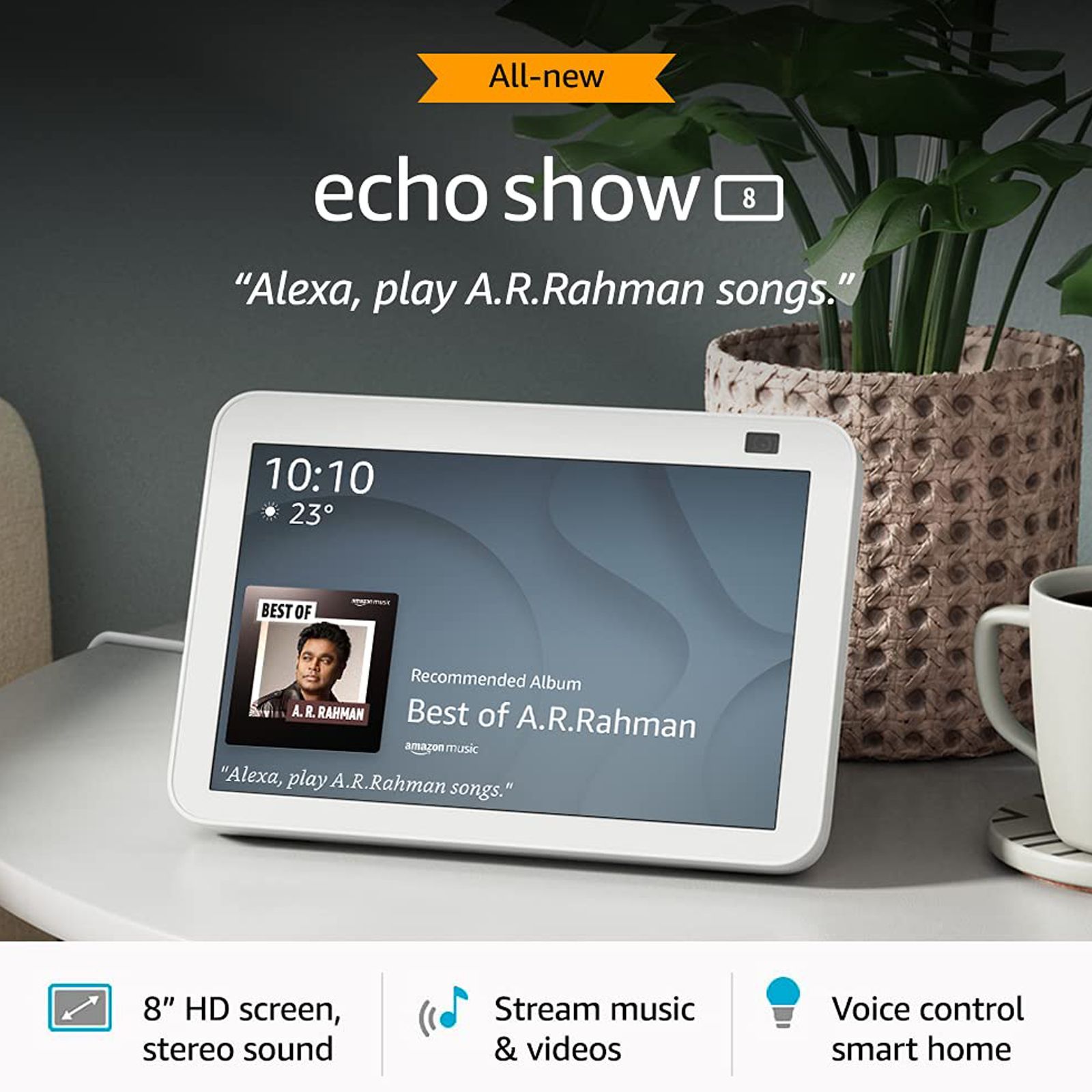 amazon Echo Show 8 (2nd Gen) with Built-in Alexa Smart Wi-Fi Speaker (Passive Bass Radiator Neodymium Speakers, White)_3