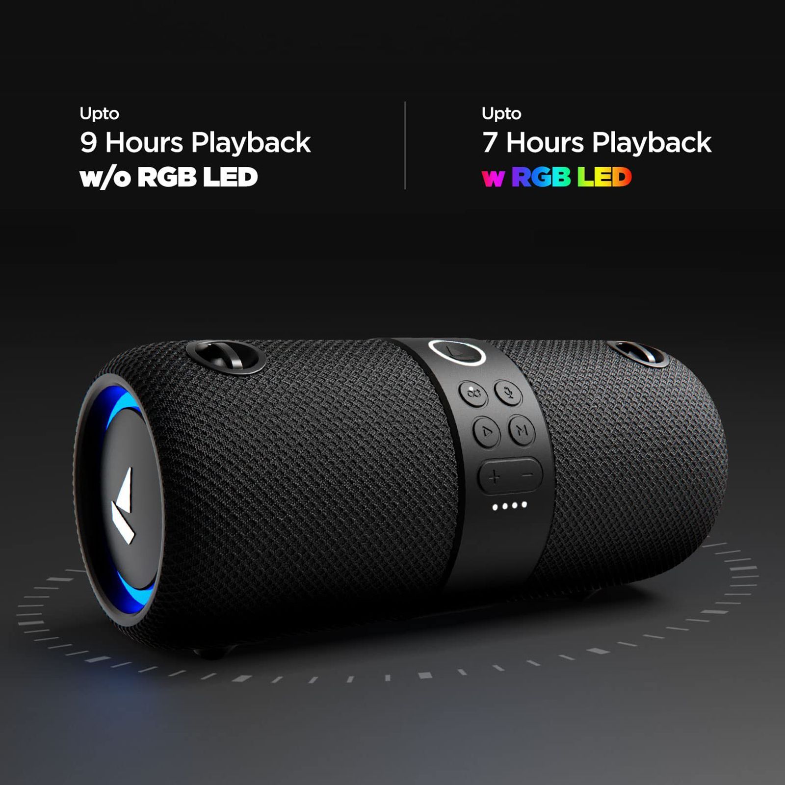 boAt Stone 1208 14W Portable Bluetooth Speaker (IPX7 Water Resistant, Siri & Google Voice Assistant, Stereo Channel, Black)_11