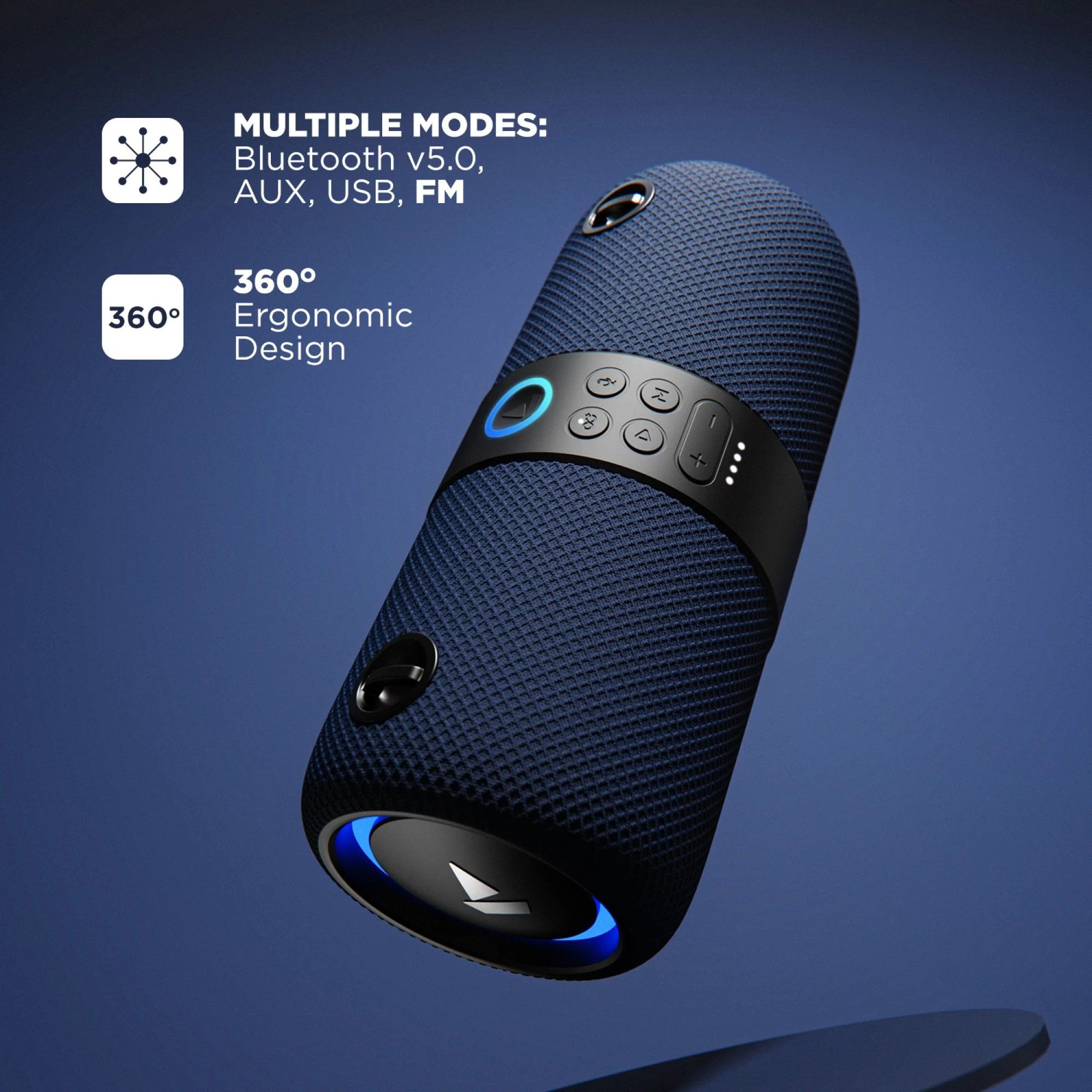 boAt Stone 1208 14W Portable Bluetooth Speaker (IPX7 Water Resistant, Siri & Google Voice Assistant, Stereo Channel, Blue)_3