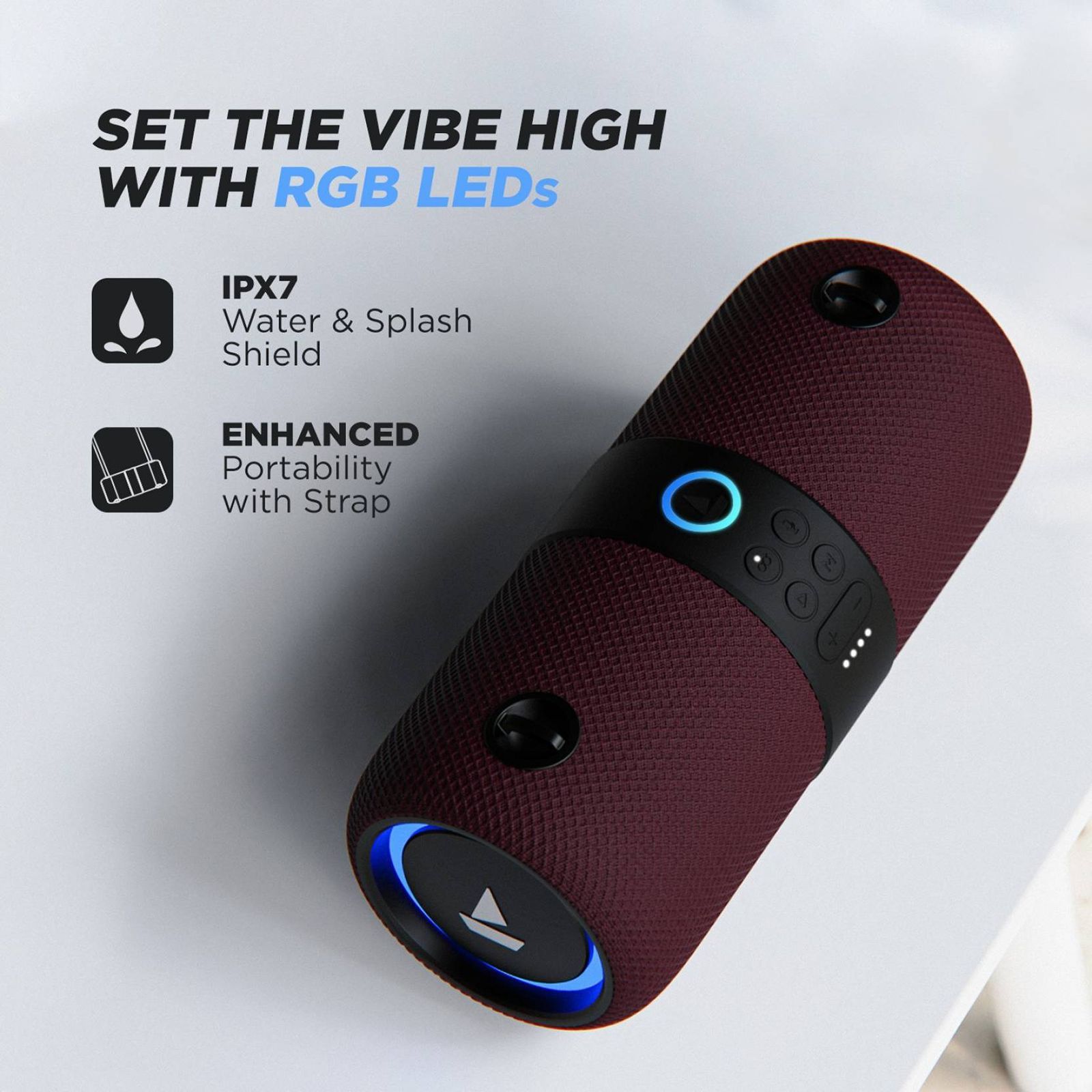 boAt Stone 1208 14W Portable Bluetooth Speaker (IPX7 Water Resistant, Siri & Google Voice Assistant, Stereo Channel, Maroon)_7