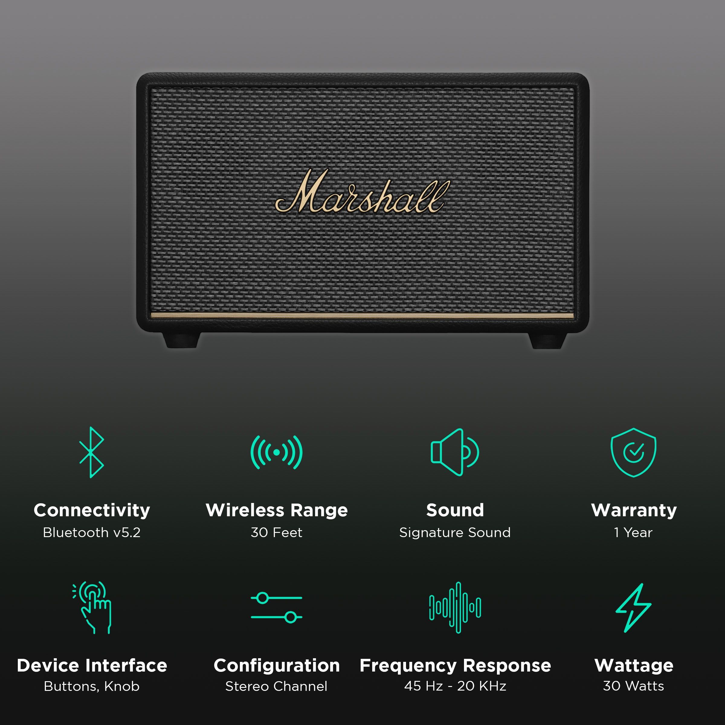 Marshall Acton III Bluetooth Speaker (Signature Sound, Stereo Channel, Original Black)_2