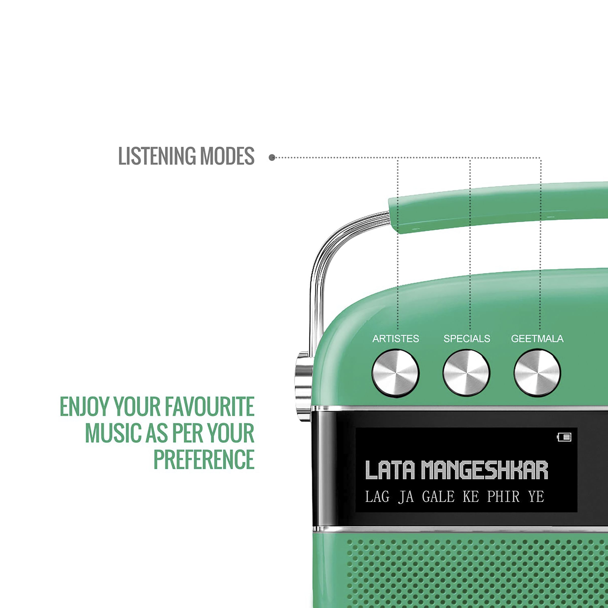 SAREGAMA Carvaan Premium Pop 6W Portable Speaker (Pre-loaded 5000 Evergreen Hindi Songs, 2.0Channel, SC230, Forest Green)_6