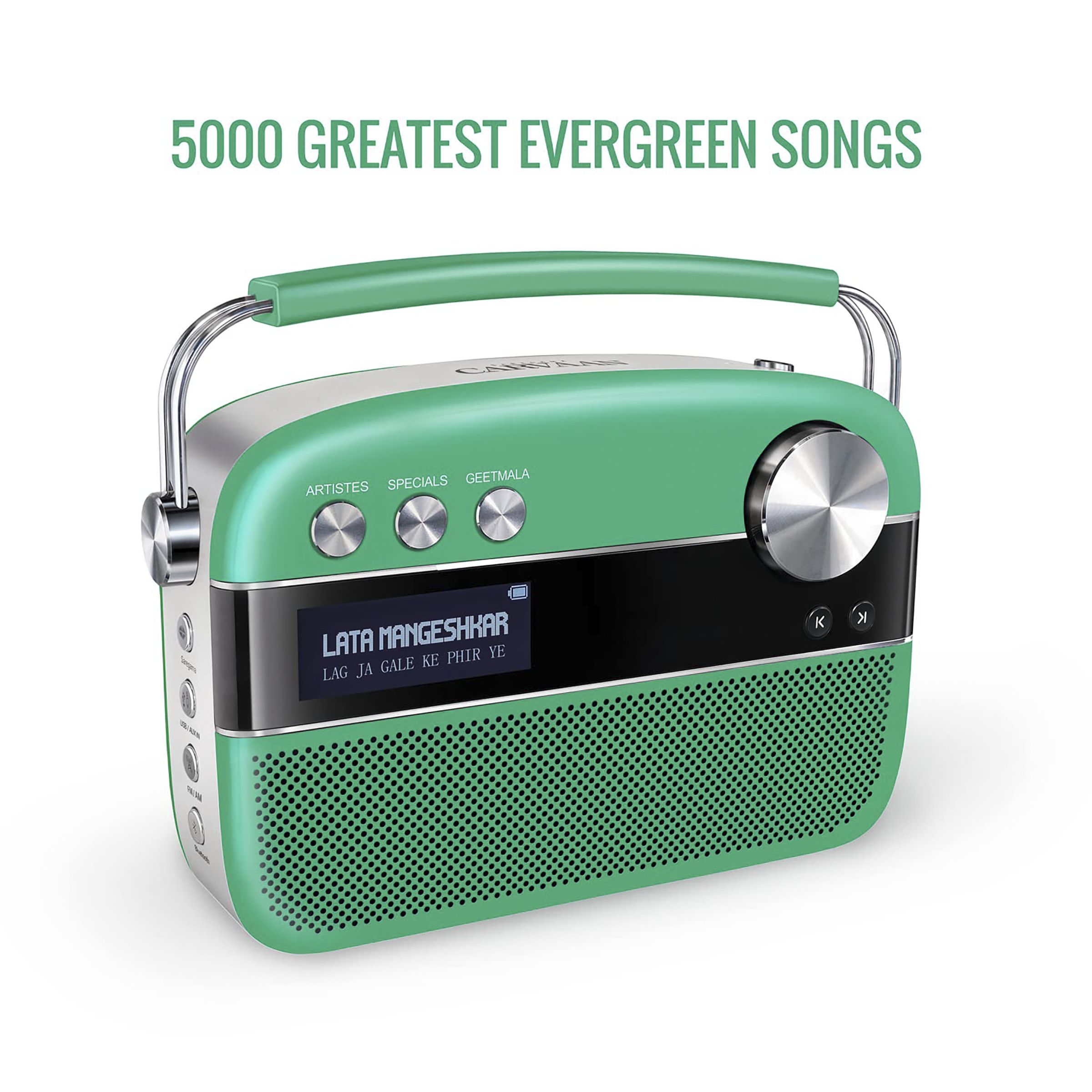 SAREGAMA Carvaan Premium Pop 6W Portable Speaker (Pre-loaded 5000 Evergreen Hindi Songs, 2.0Channel, SC230, Forest Green)_11