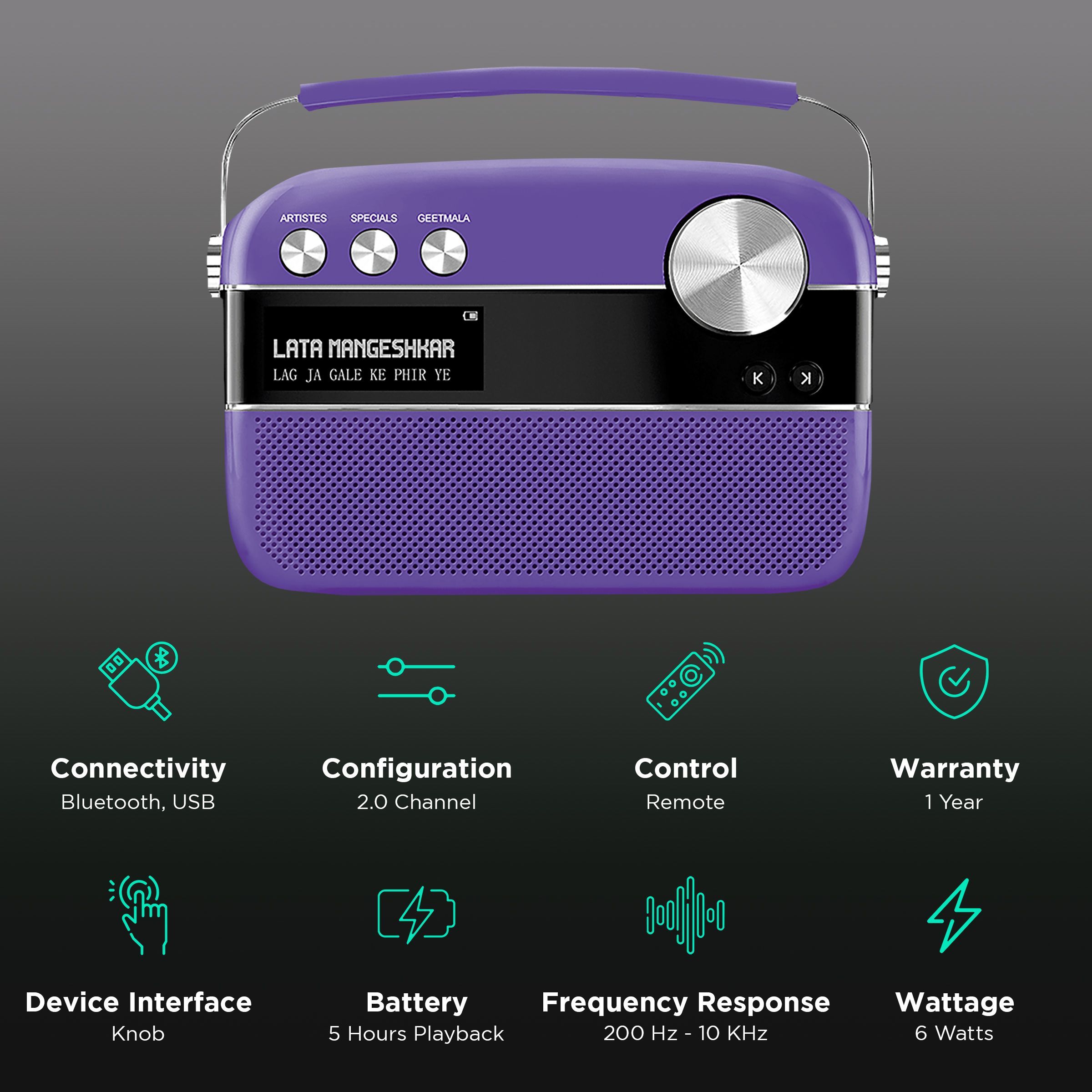 SAREGAMA Carvaan Premium Pop 6W Portable Speaker (Pre-loaded 5000 Evergreen Hindi Songs, 2.0Channel, SC230, Orchid Purple) SAREGAMA Carvaan Premium Pop 6W Portable Speaker (Pre-loaded 5000 Evergreen Hindi Songs, 2.0Channel, SC230, Orchid Purple)_2