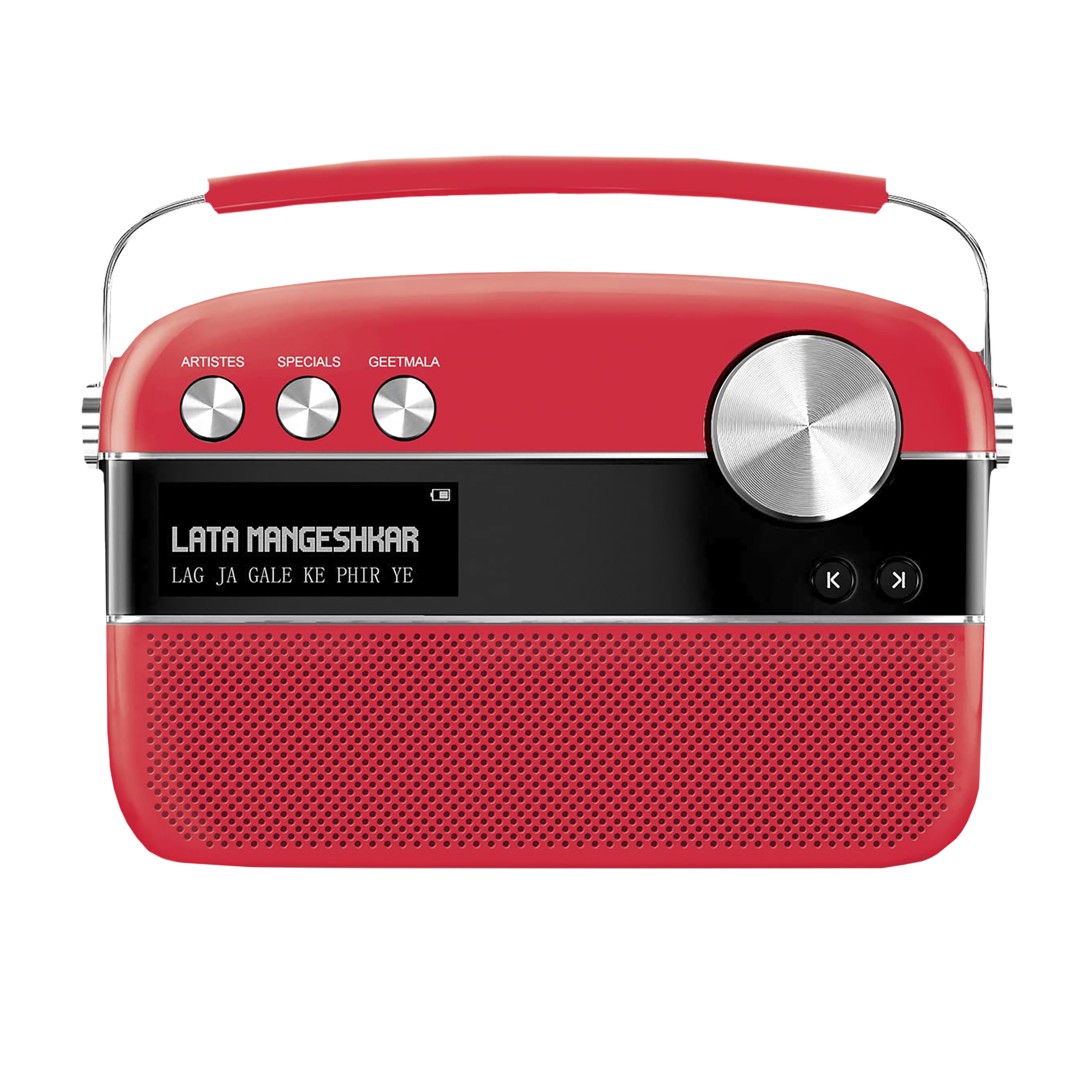 SAREGAMA Carvaan Premium Pop 6W Portable Speaker (Pre-loaded 5000 Evergreen Hindi Songs, 2.0Channel, SC230, Coral Pink)_1