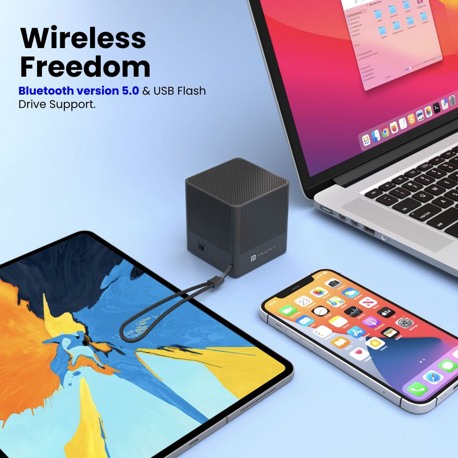 PORTRONICS Bounce 2 5W Portable Bluetooth Speaker (5 Hours Playback Time, Black)_8