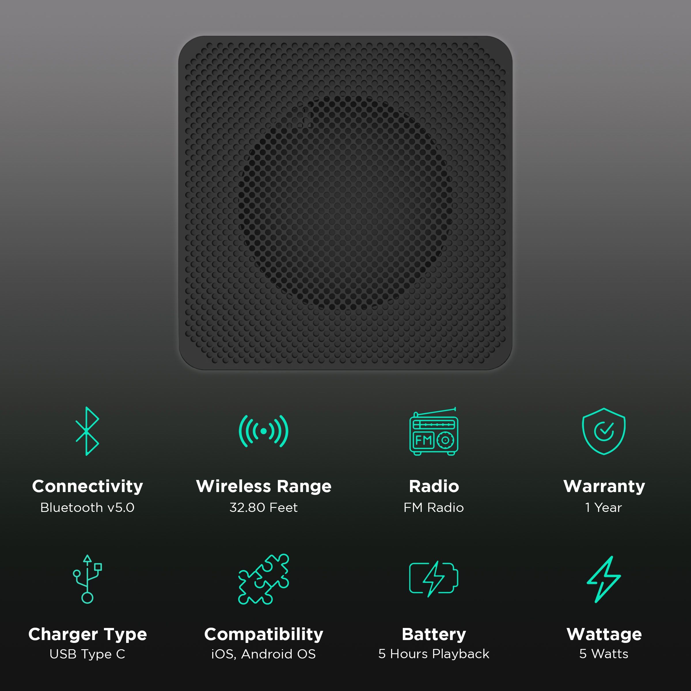 PORTRONICS Bounce 2 5W Portable Bluetooth Speaker (5 Hours Playback Time, Black)_2