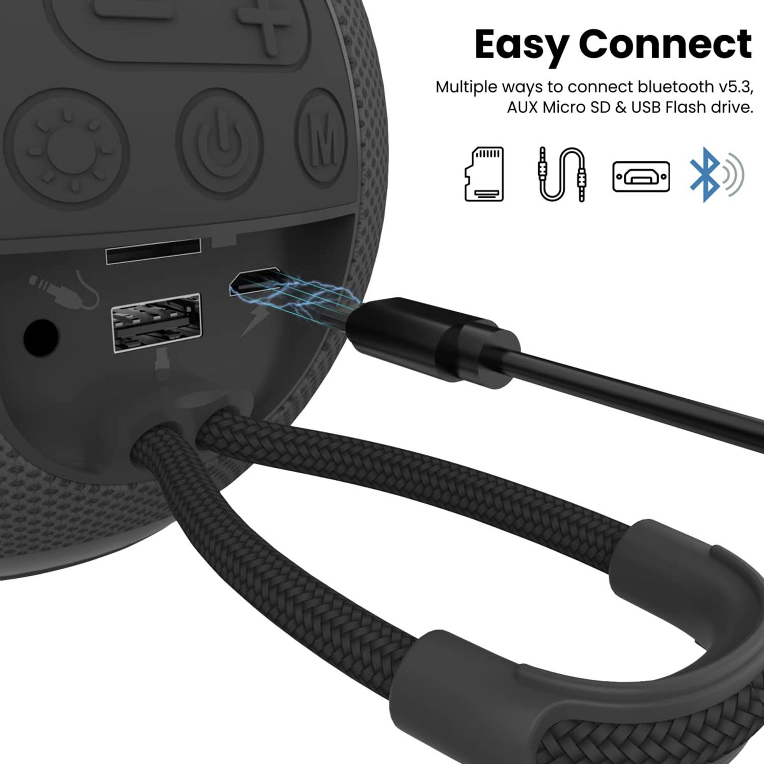 PORTRONICS Resound 5W Portable Bluetooth Speaker (Upto 8 Hours Playback Time, Black)_9