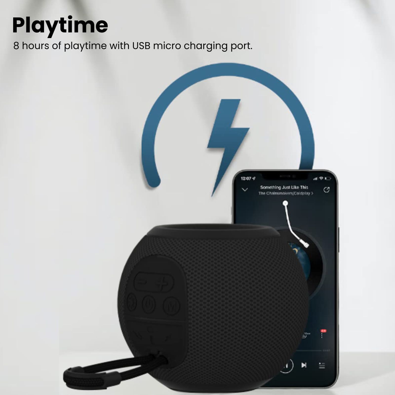 PORTRONICS Resound 5W Portable Bluetooth Speaker (Upto 8 Hours Playback Time, Black)_6