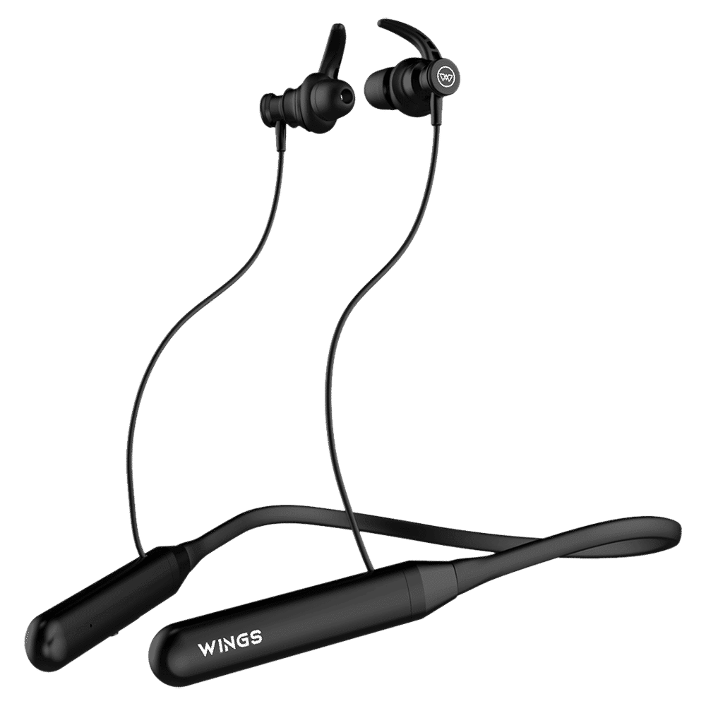 WINGS Phantom 110 Neckband with Environmental Noise Cancellation (IPX5 Water Resistant, 20 Hours of Playtime, Black)_1