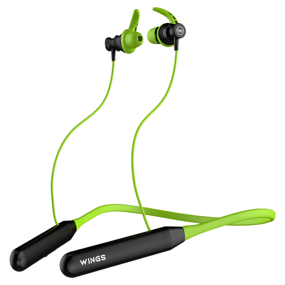 WINGS Phantom 110 Neckband with Environmental Noise Cancellation (IPX5 Water Resistant, 20 Hours of Playtime, Green) WINGS Phantom 110 Neckband with Environmental Noise Cancellation (IPX5 Water Resistant, 20 Hours of Playtime, Green)_1