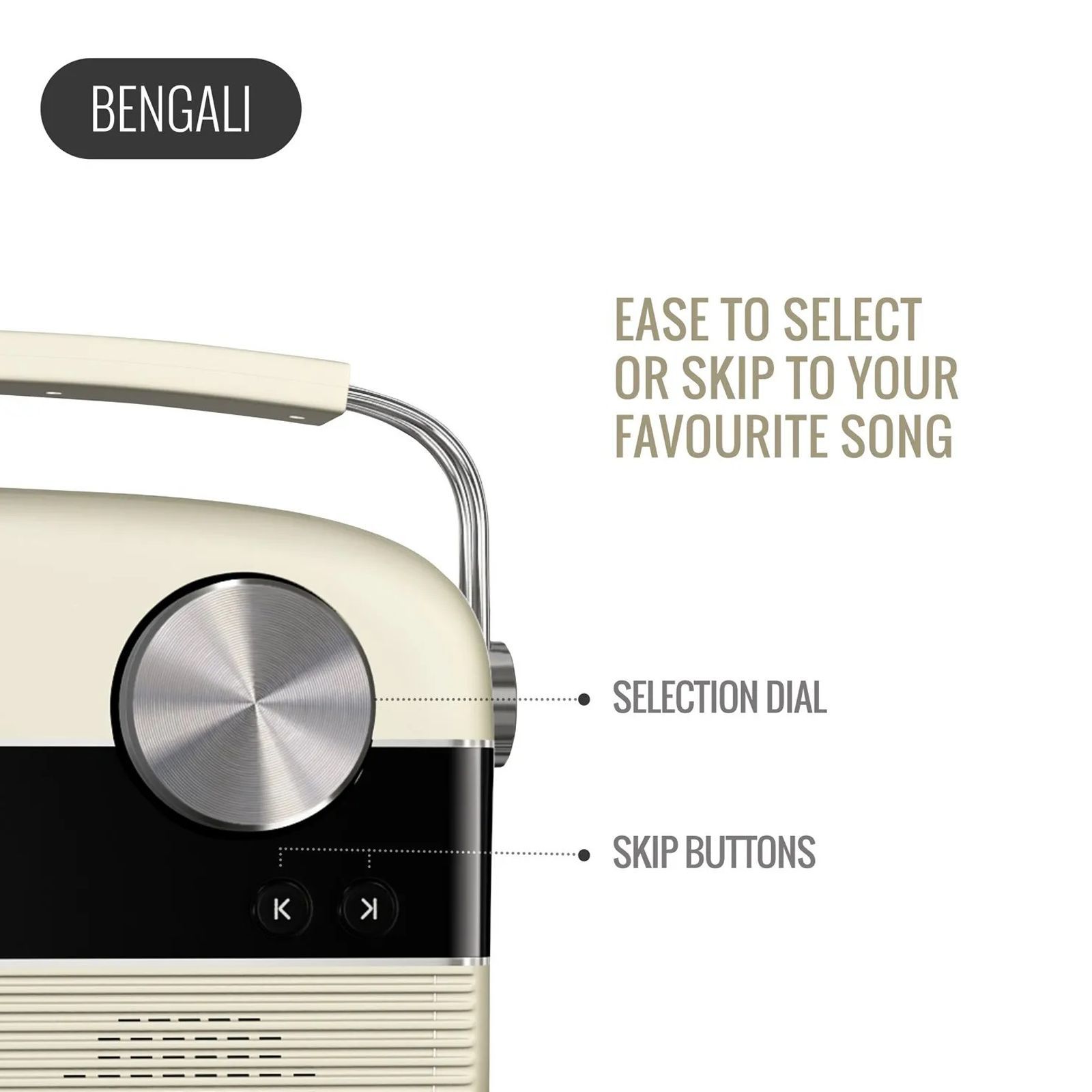 SAREGAMA Carvaan 6W Portable Bluetooth Speaker (5000 Pre Loaded Songs, Stereo Channel, Porcelain White)_10